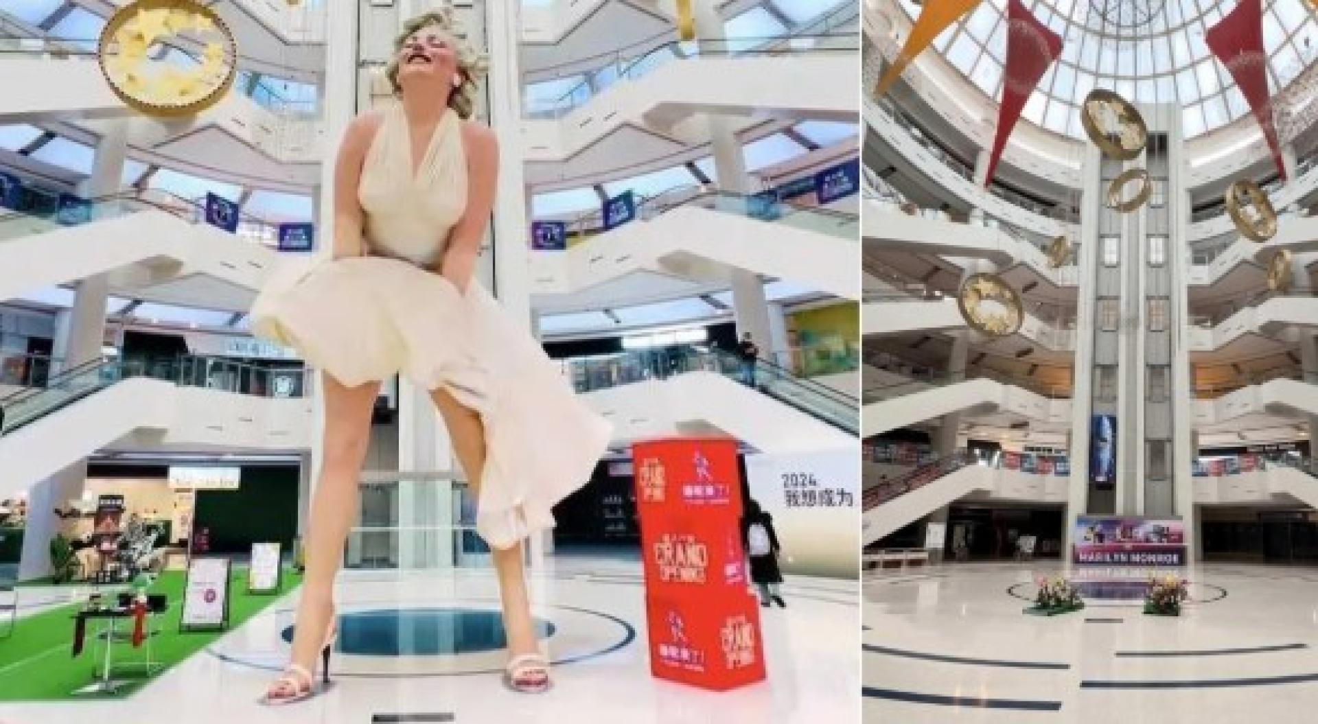 8米高的梦露雕像被撤除。