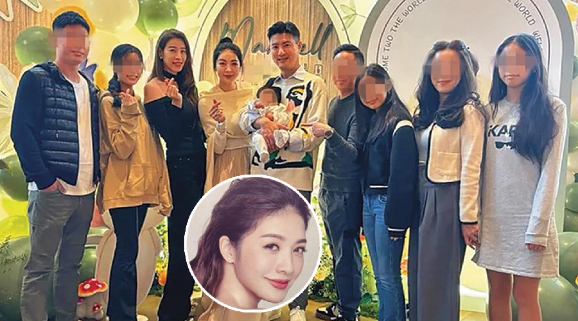 吴亚馨（右图左四）儿子的弥月派对照片曝光。