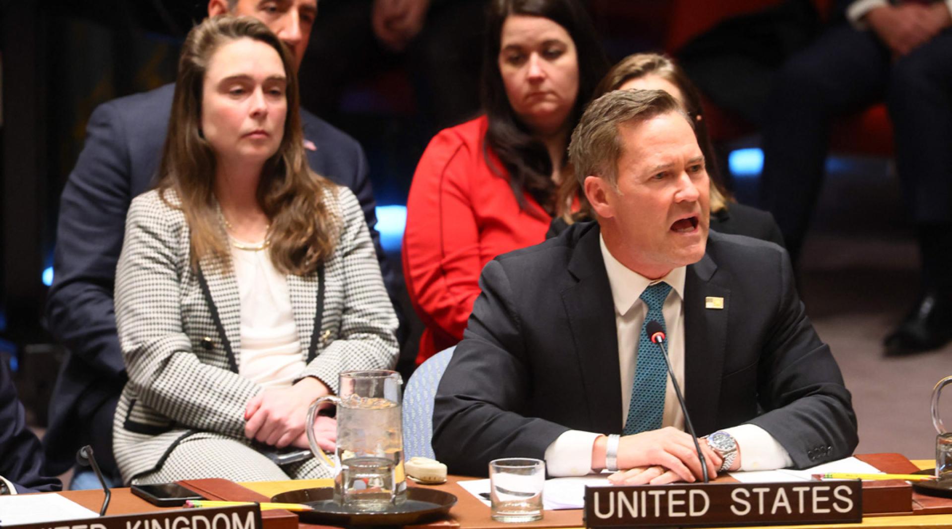 美国驻联合国大使沃尔兹发言。