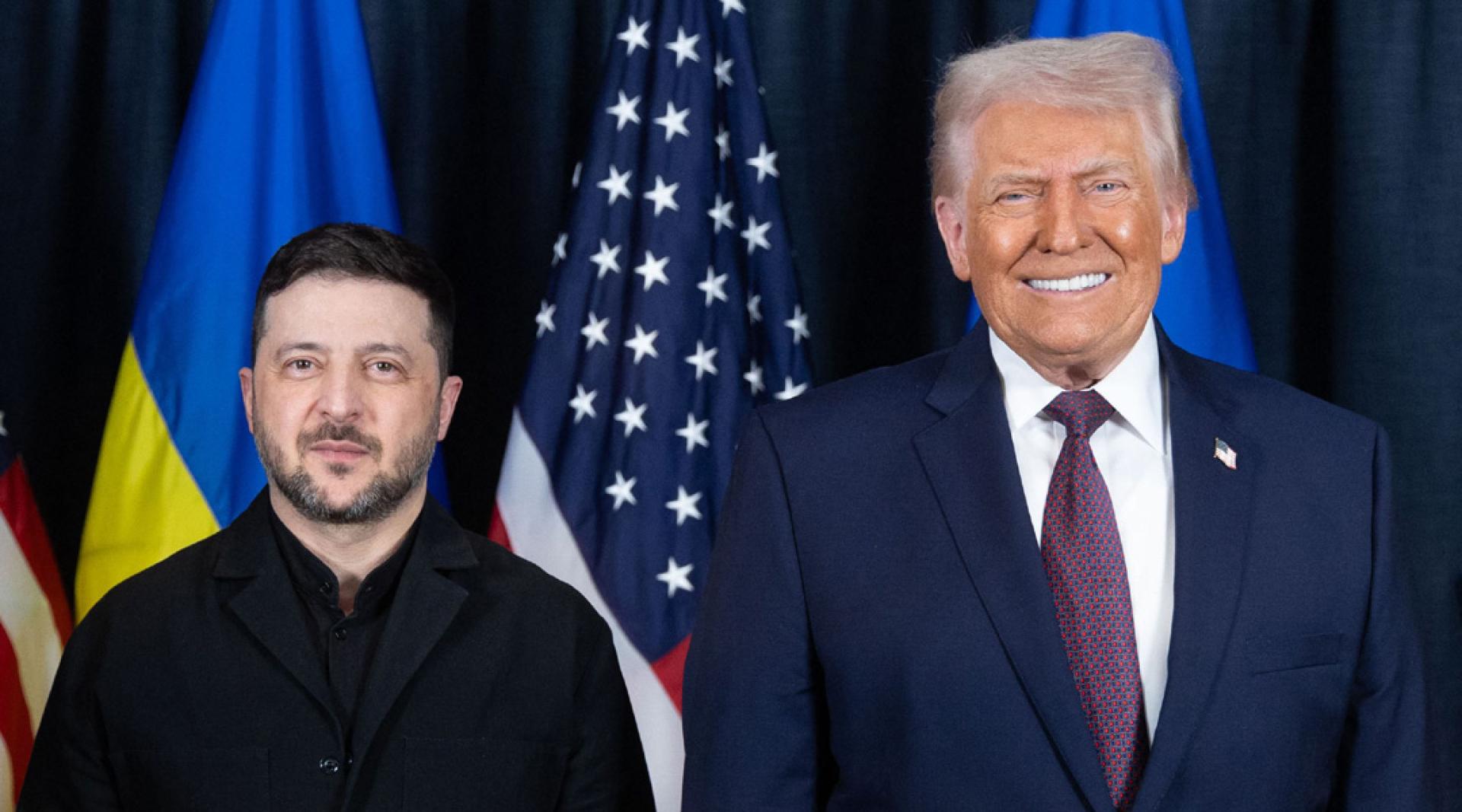 特朗普在瑞士达沃斯与泽连斯基会谈。