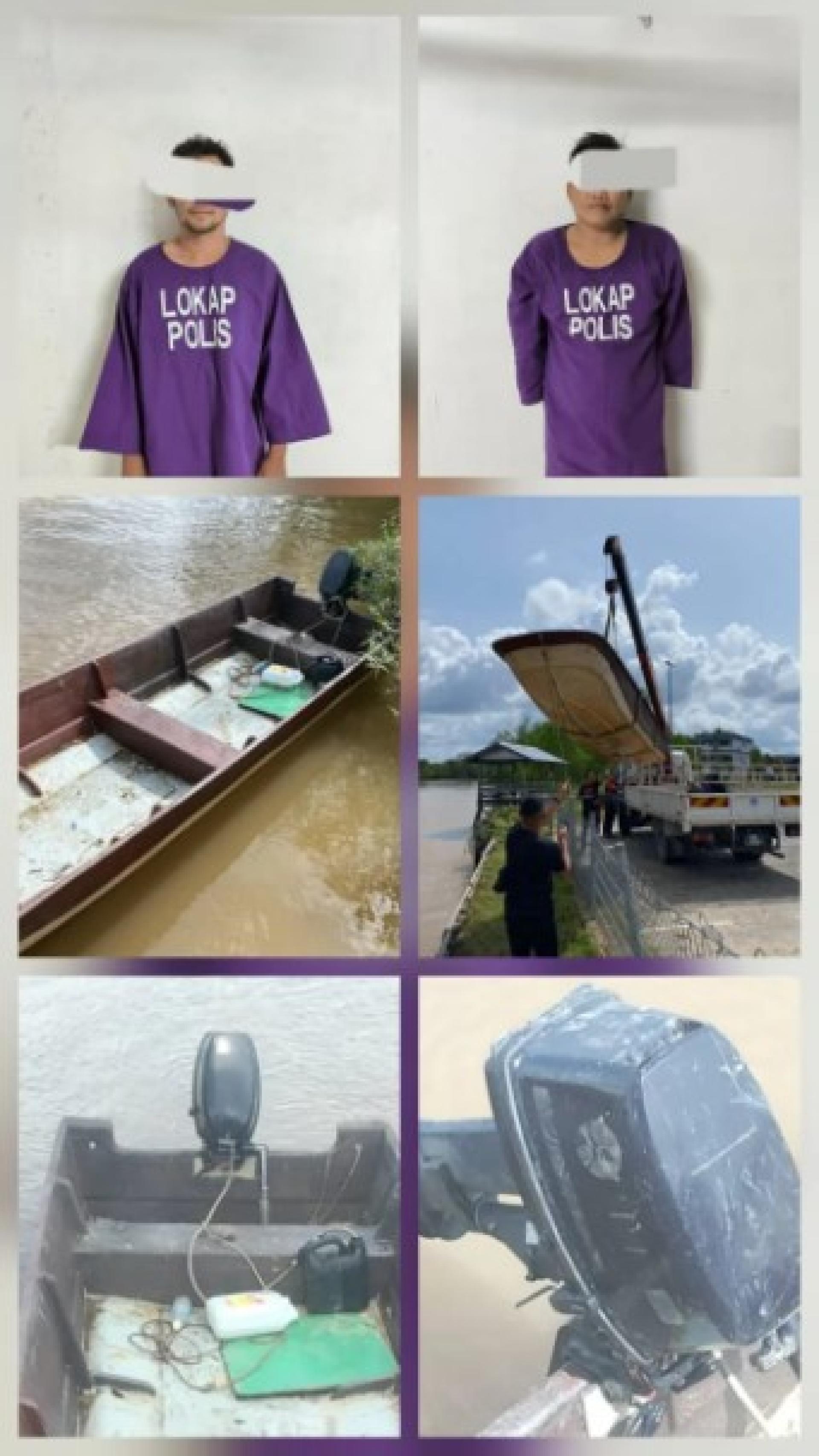 两名本地男子，分别28岁及32岁，因涉嫌偷窃一艘玻璃纤维船只及一台Tohatsu 9.8马力引擎，于1月21日被警方逮捕。