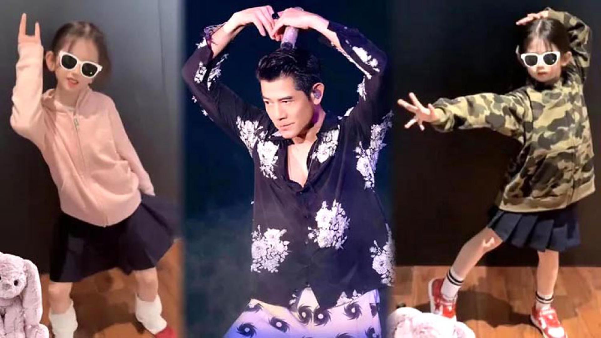 郭富城的大女儿Chantelle（左）、二女儿Charlotte（右）都喜欢跳舞。