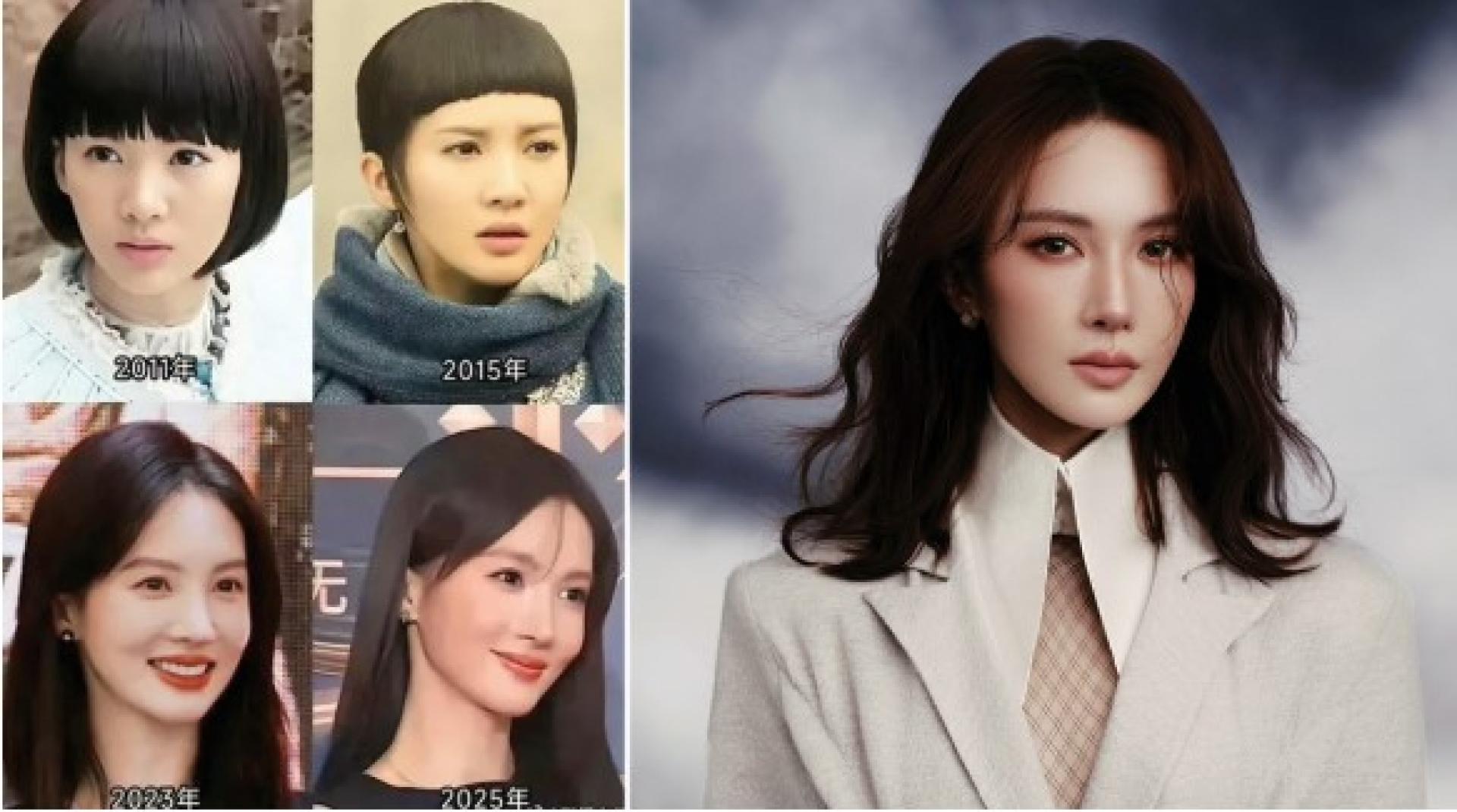 （左）金晨从2011年至去年长相变化4阶段。（右）金晨如今颜值与早期有差异。