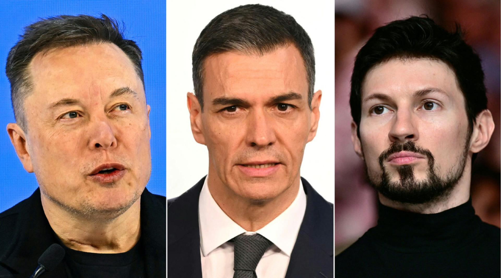 左起为马斯克、桑切斯、杜罗夫。