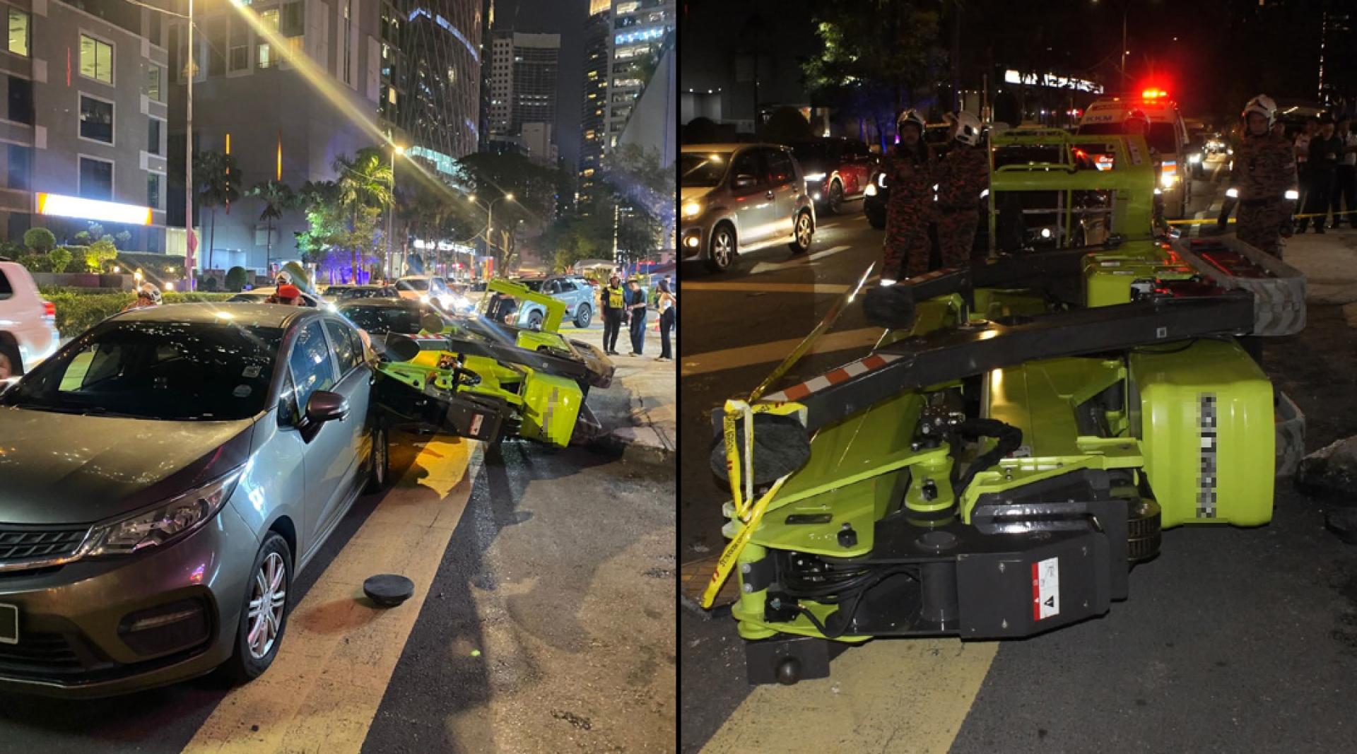 起重机失控翻覆，引发意外事故。