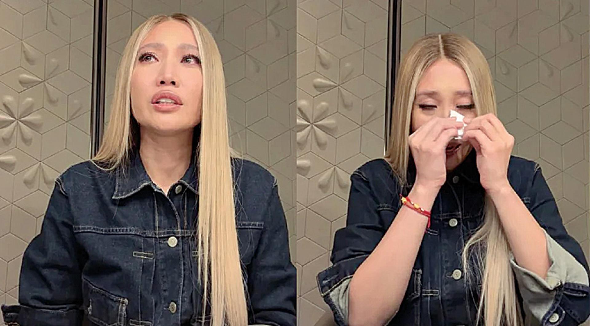 A-Lin在直播中感动落泪。