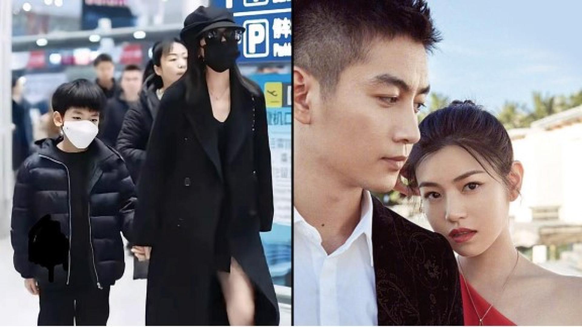（左）陈妍希与拍到与儿子小星星现身机场。（右）陈妍希和陈晓离婚近1年。
