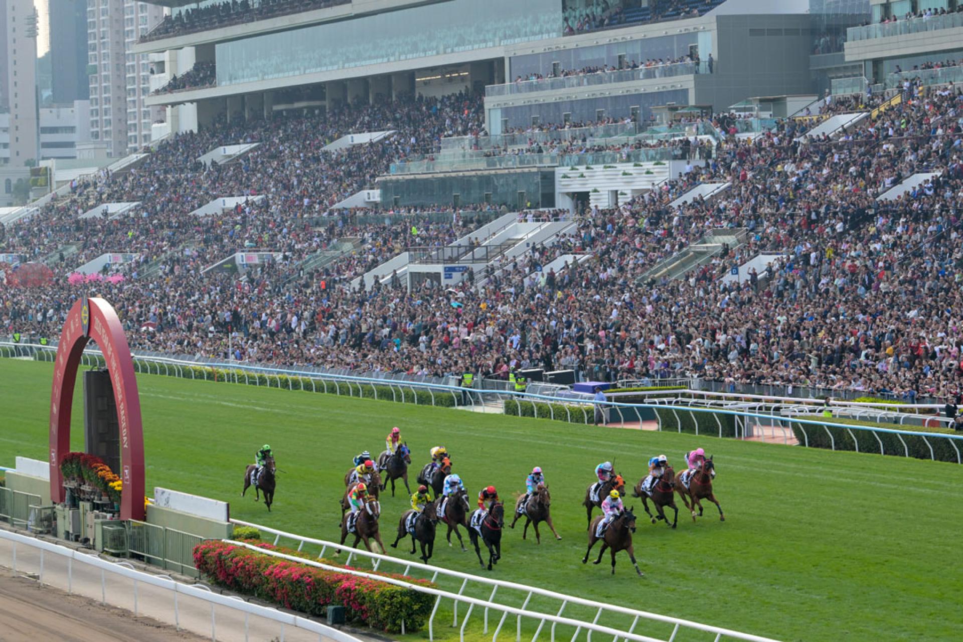 沙田马场人头攒动、人声鼎沸。（图：中新社）