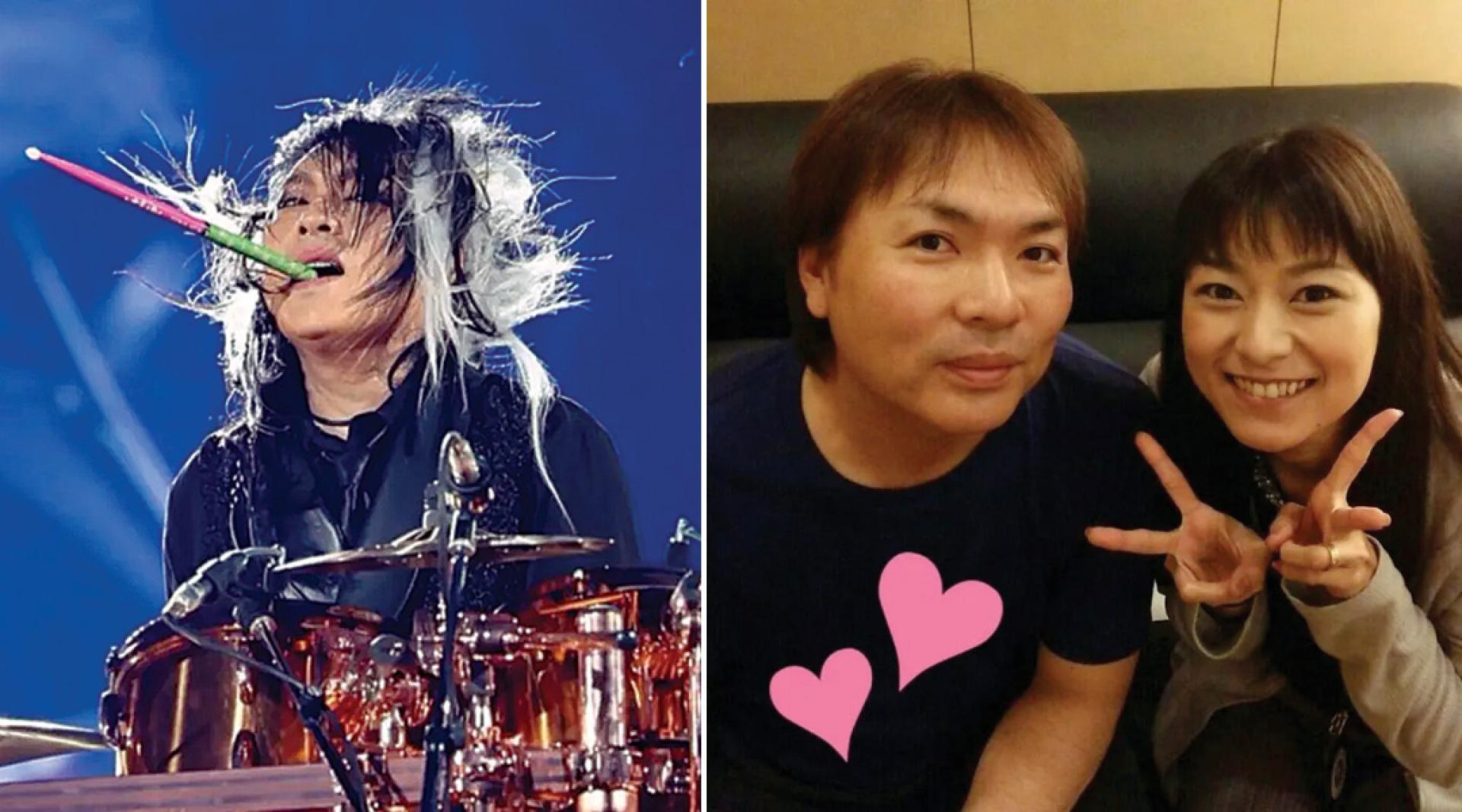 LUNA SEA鼓手真矢去年9月公开罹患脑瘤的消息，近日病情突然恶化，于17日过世。（右）真矢和石黑彩在2000年5月结婚。