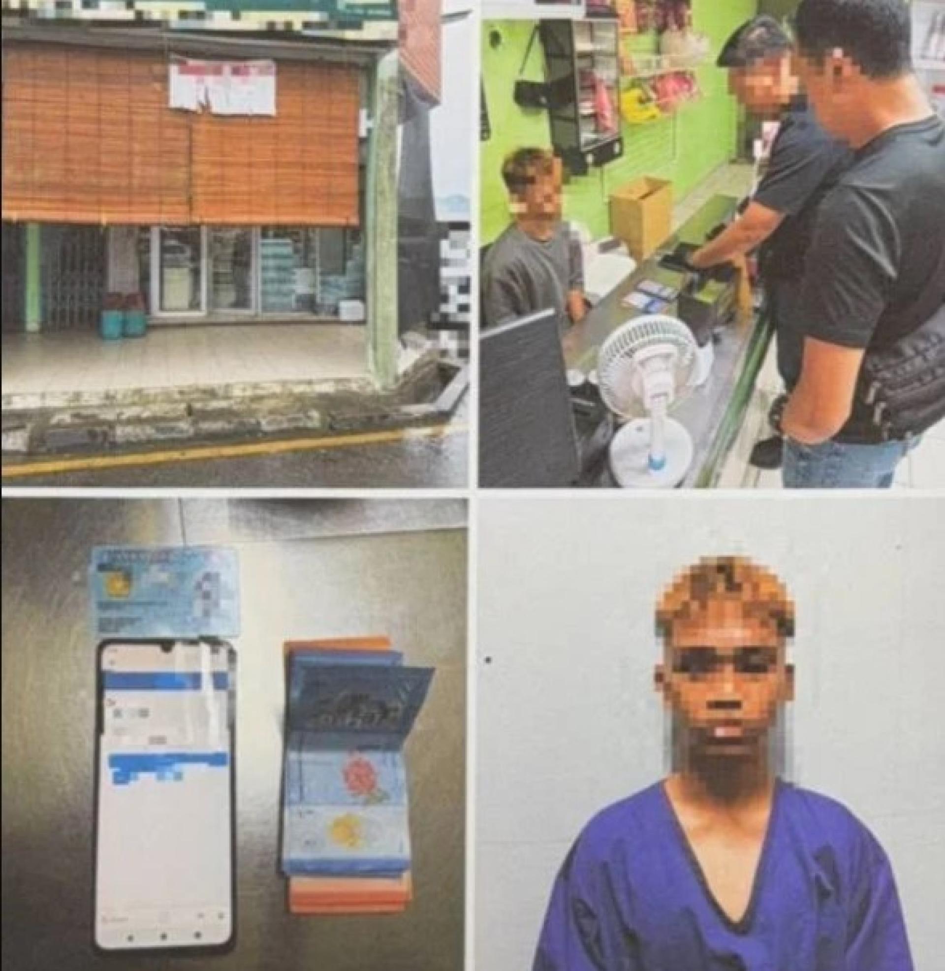 警方在西连一处场所展开检查，以及行动中起获的物品。