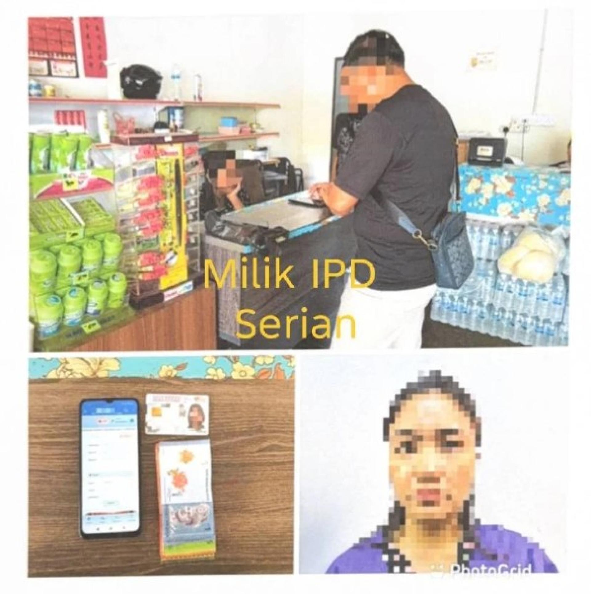 照片拼图显示警方盘问嫌犯及充公的手机设备。