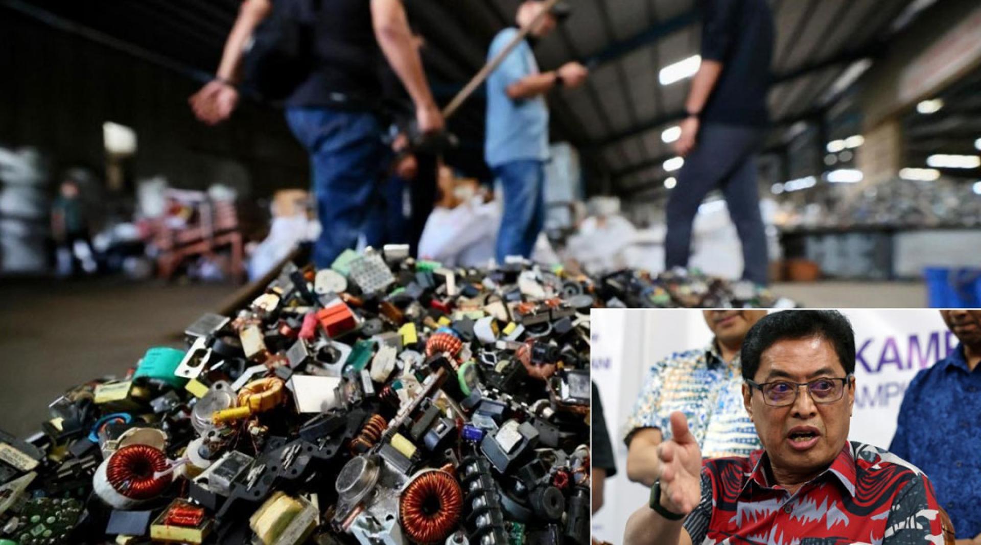 阿占巴基促各执法单位协调行动，加强打击非法电子废料入境。