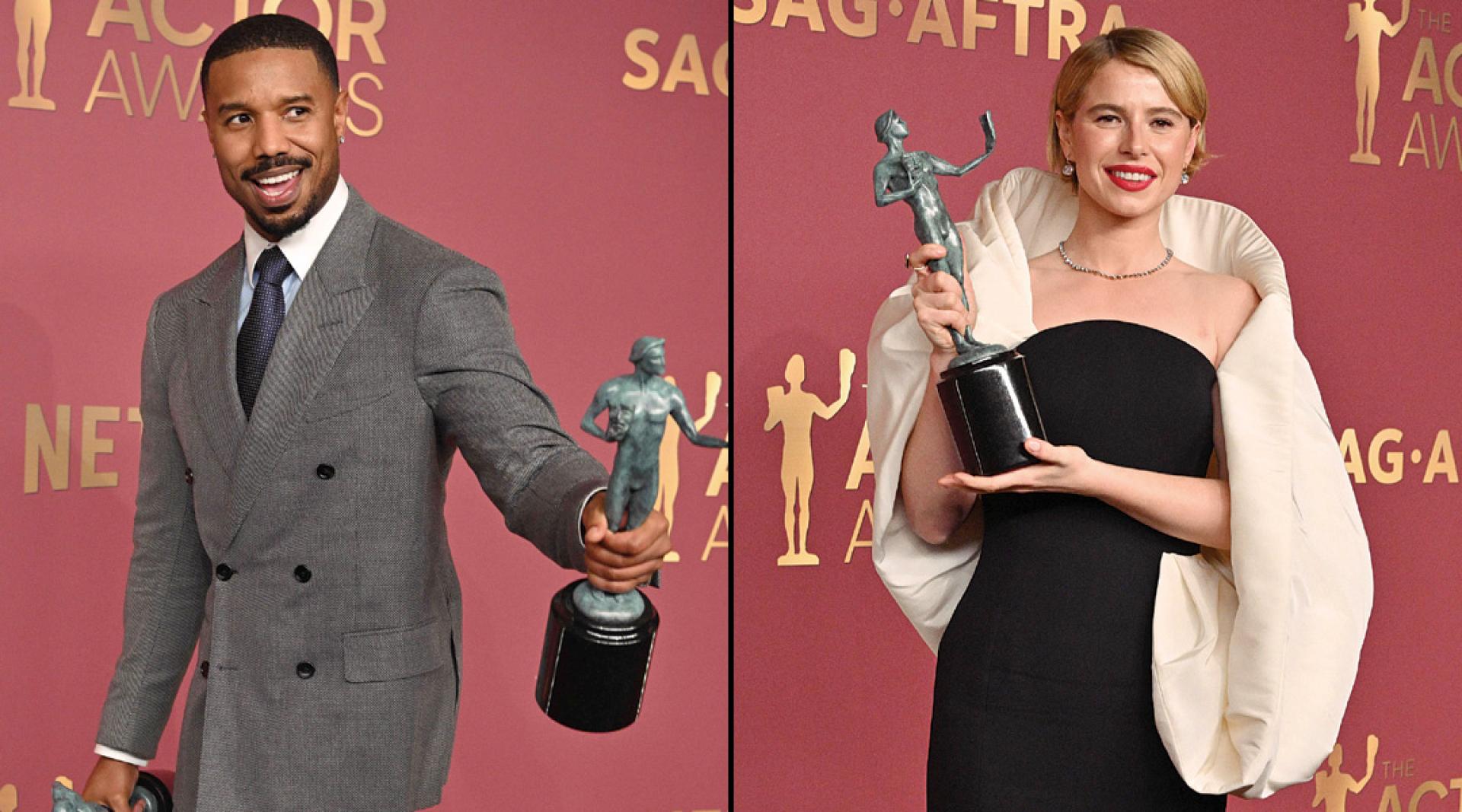 （左）麦可B乔丹获得美国演员奖最佳男主角。（右）洁西巴克利是奥斯卡影后大热。