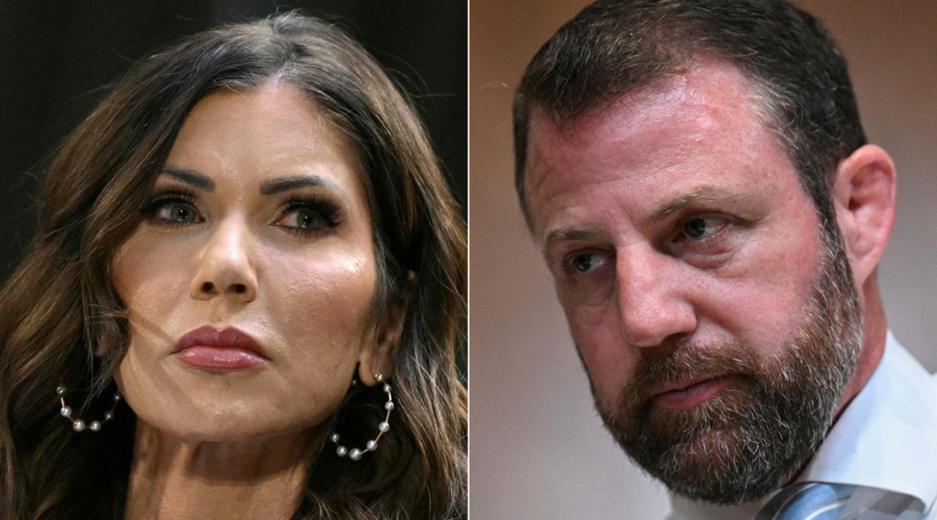 马林（右）曾是职业综合格斗选手。诺姆（左）是共和党内的知名保守派。