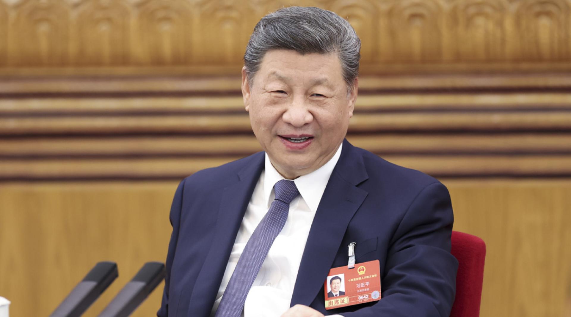 习近平5日下午参加他所在的十四届全国人大四次会议江苏代表团审议。（图：中新社）