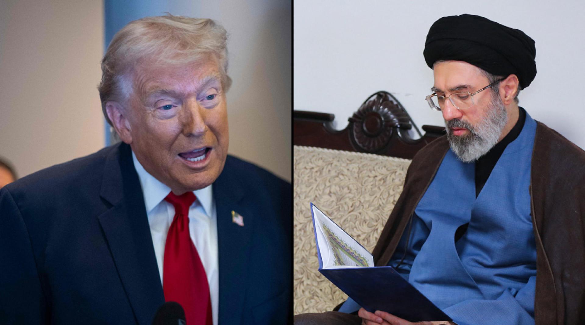 左起：特朗普、穆杰塔巴。