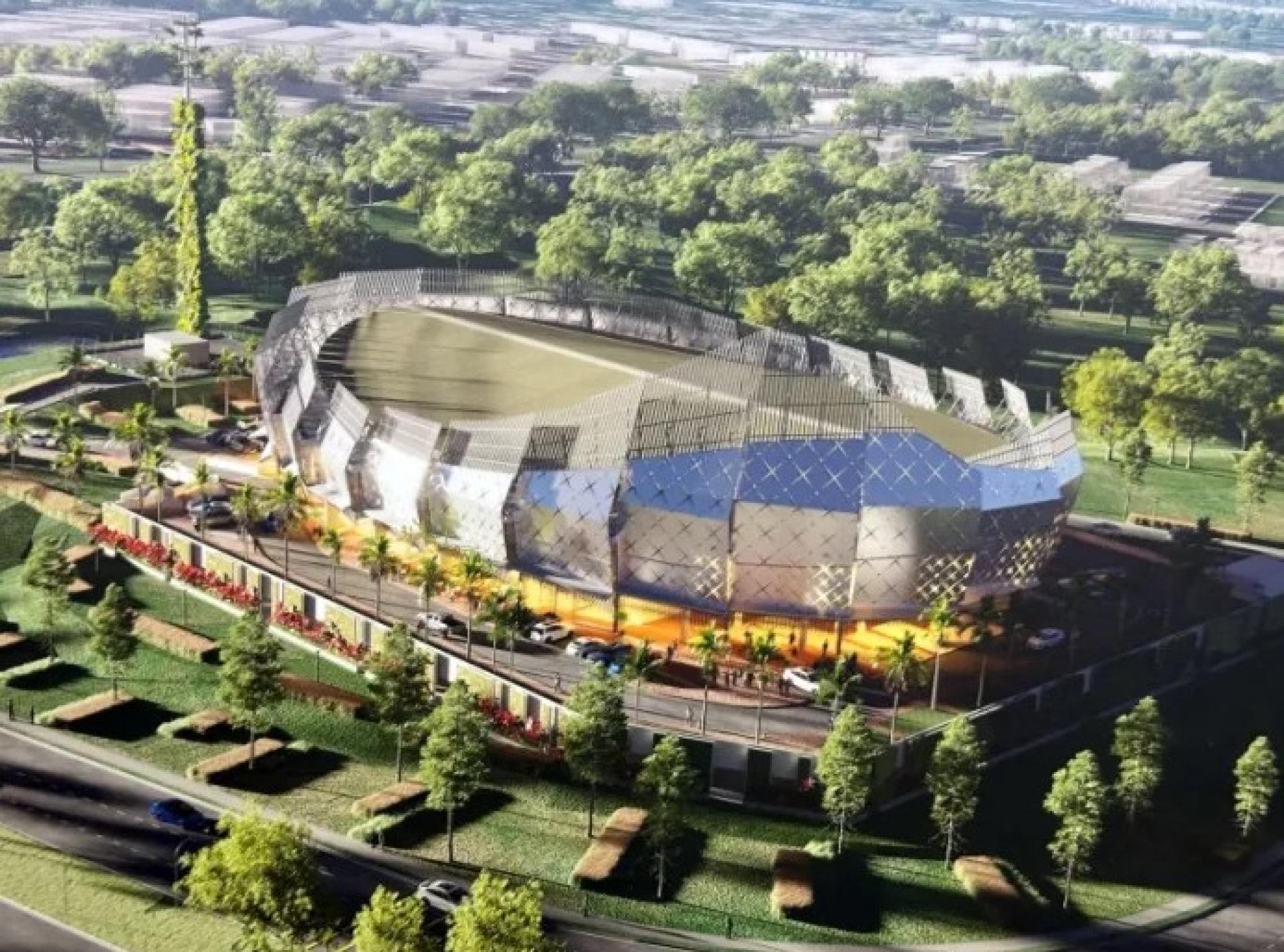 砂拉越马来大厦效果图，其设计灵感源自马来族传统头饰“tengkolok”。