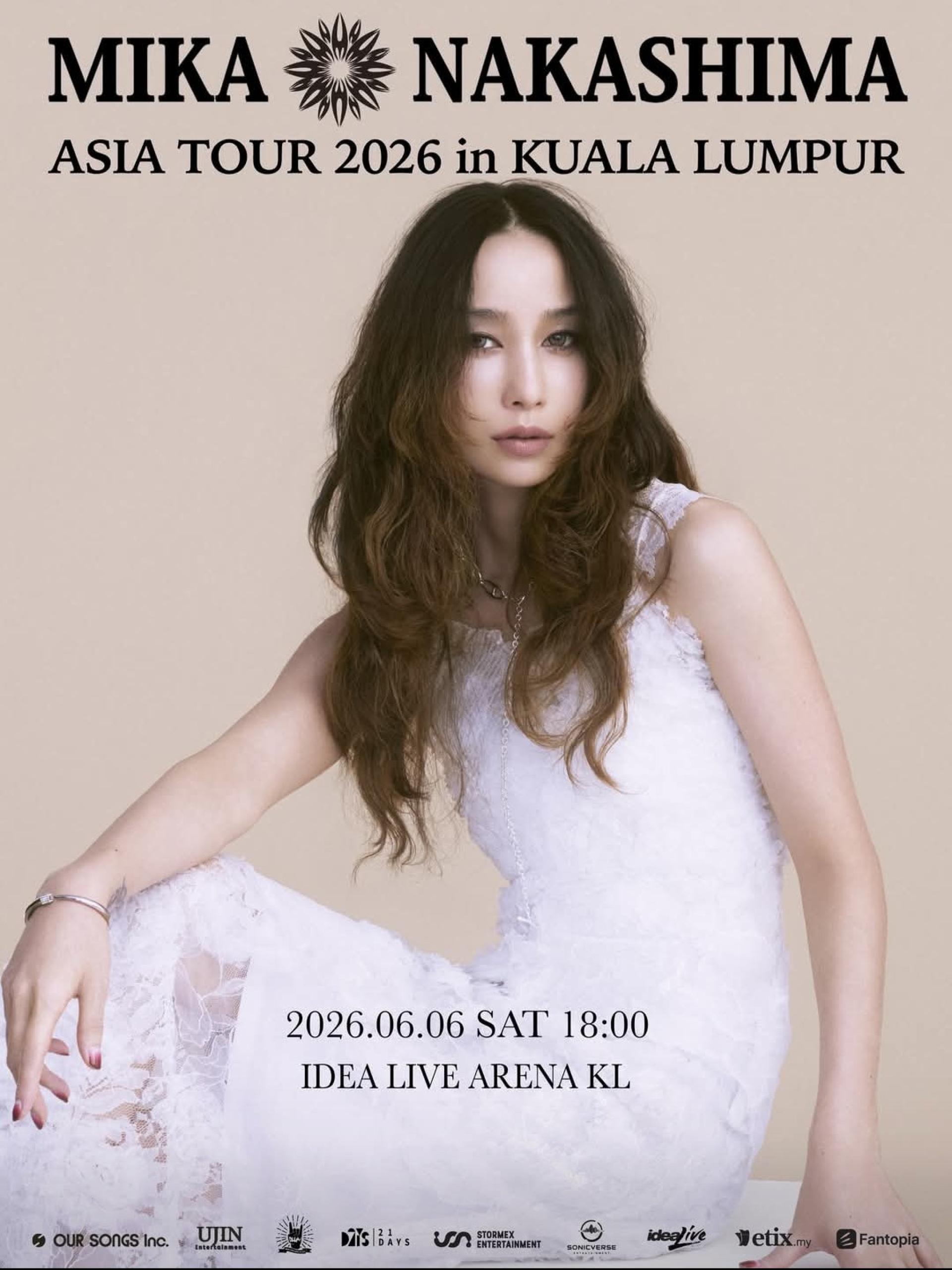 中岛美嘉迎来出道25周年，将于6月6日首次来马举办个人演唱会。