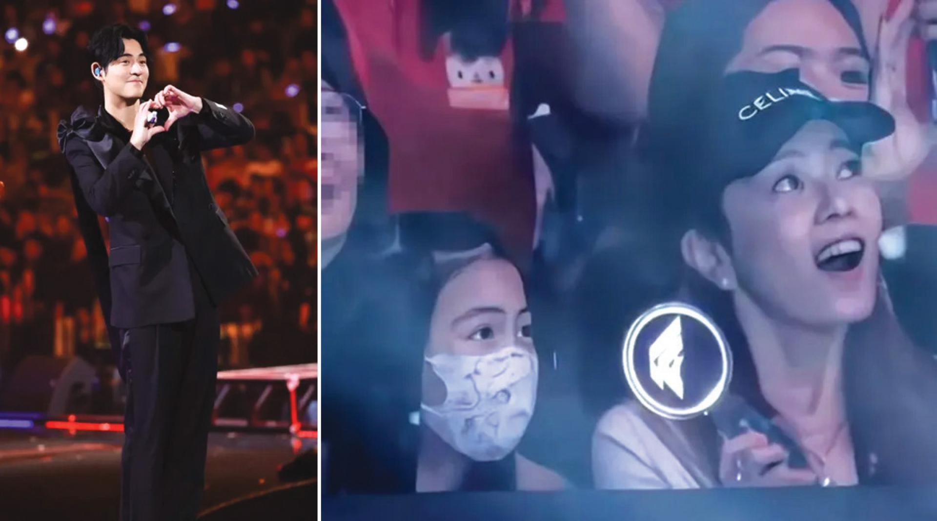 周渝民在深圳开唱，老婆带着女儿在台下看他演出。