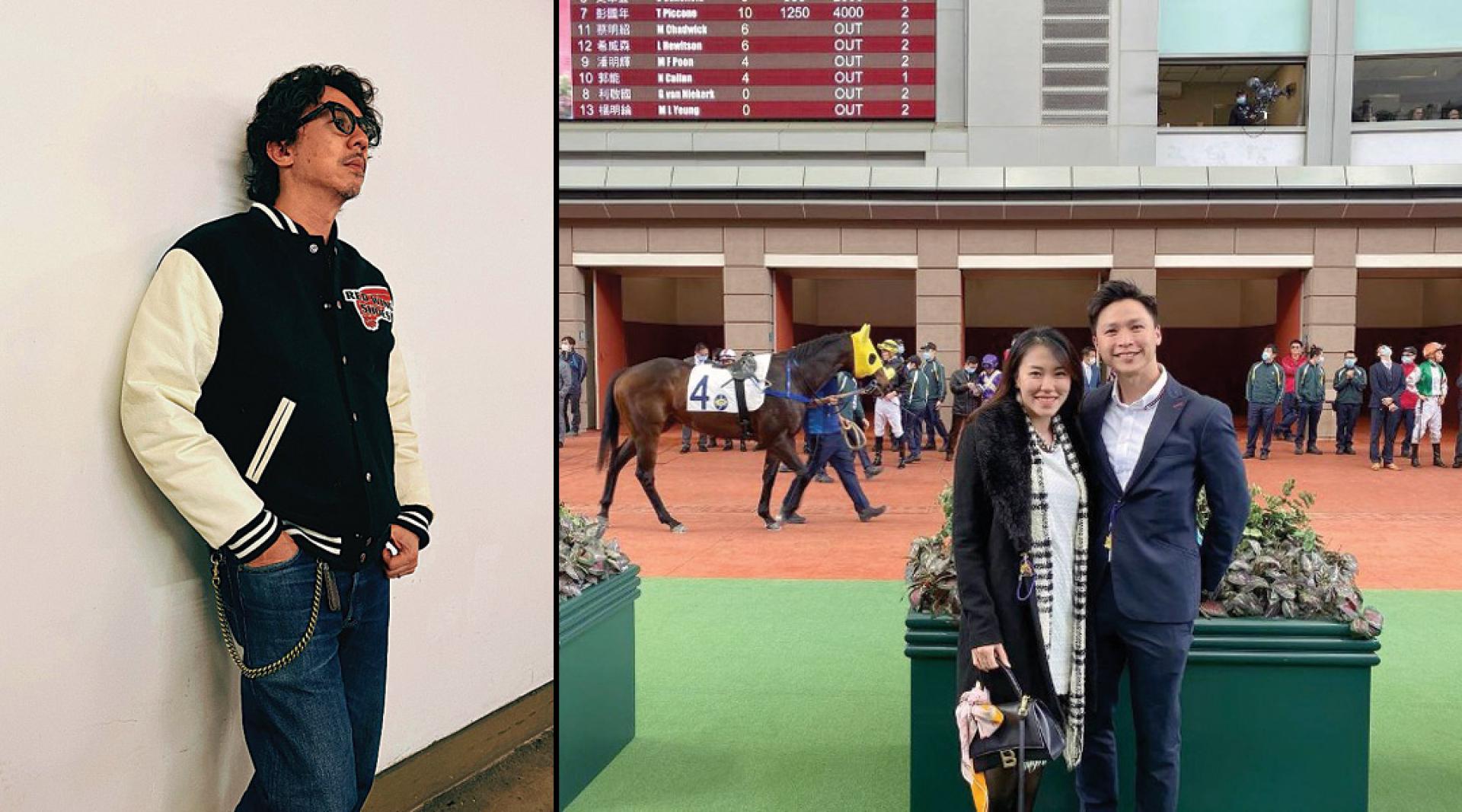 张继聪（左）日前帮一名癌末港男呼吁众筹。（右）癌末港男被翻出曾出入马场，质疑非富则贵。