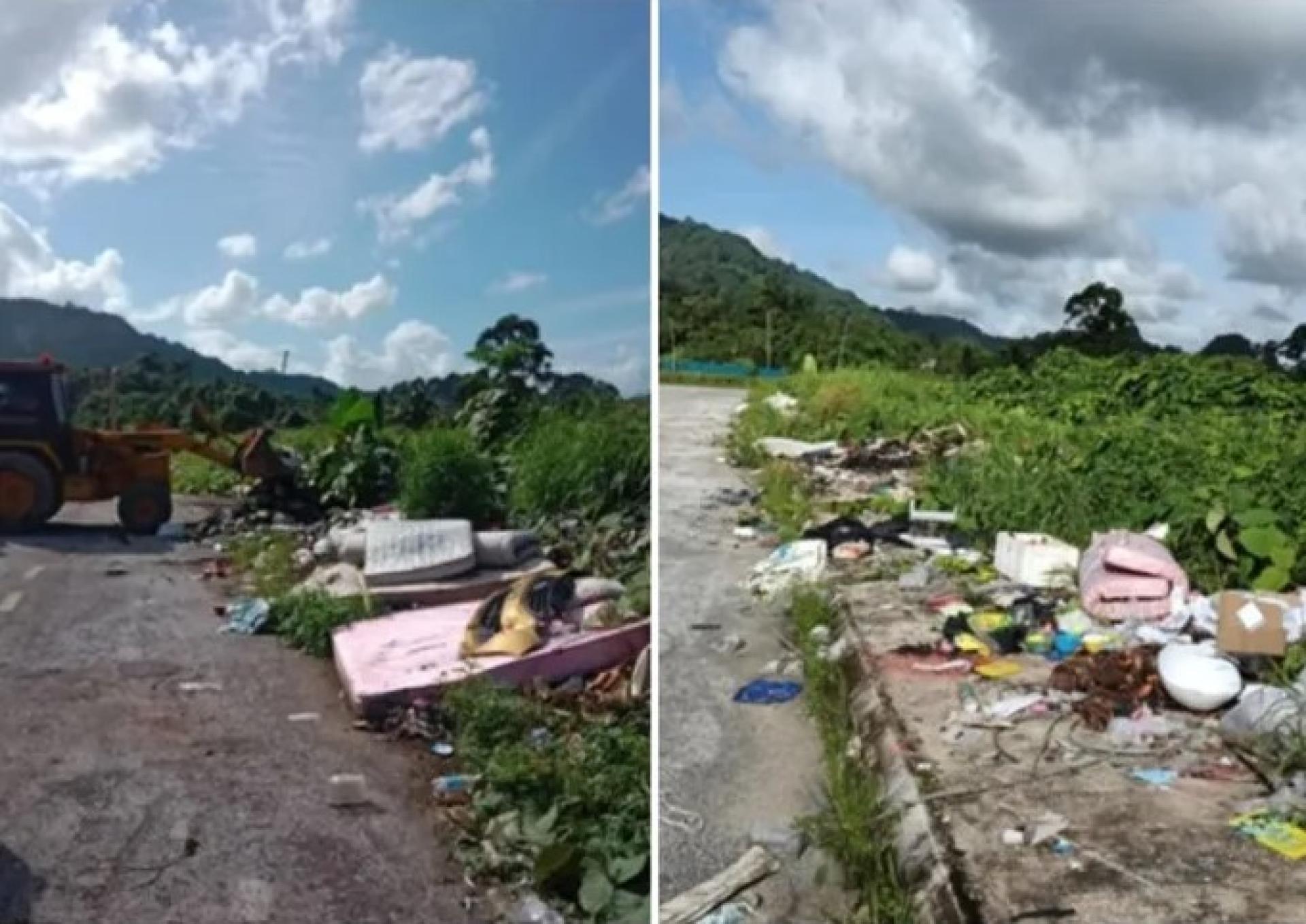 实文然Unaco后方被随意弃置的垃圾。