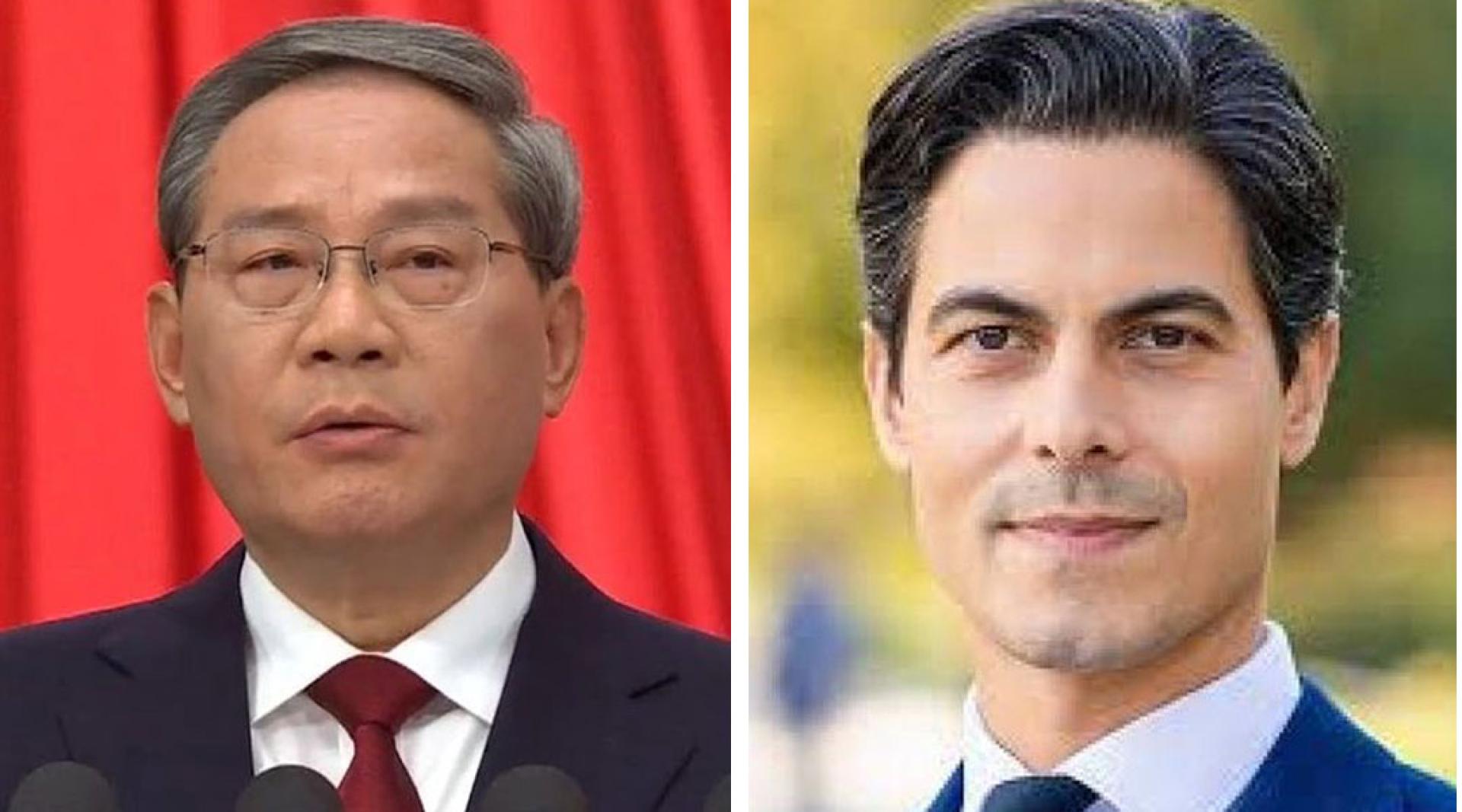 中国国务院总理李强（左）25日下午与荷兰首相耶滕（右）通电话，称希望荷方推动欧盟机构客观理性看待中欧关系与合作。