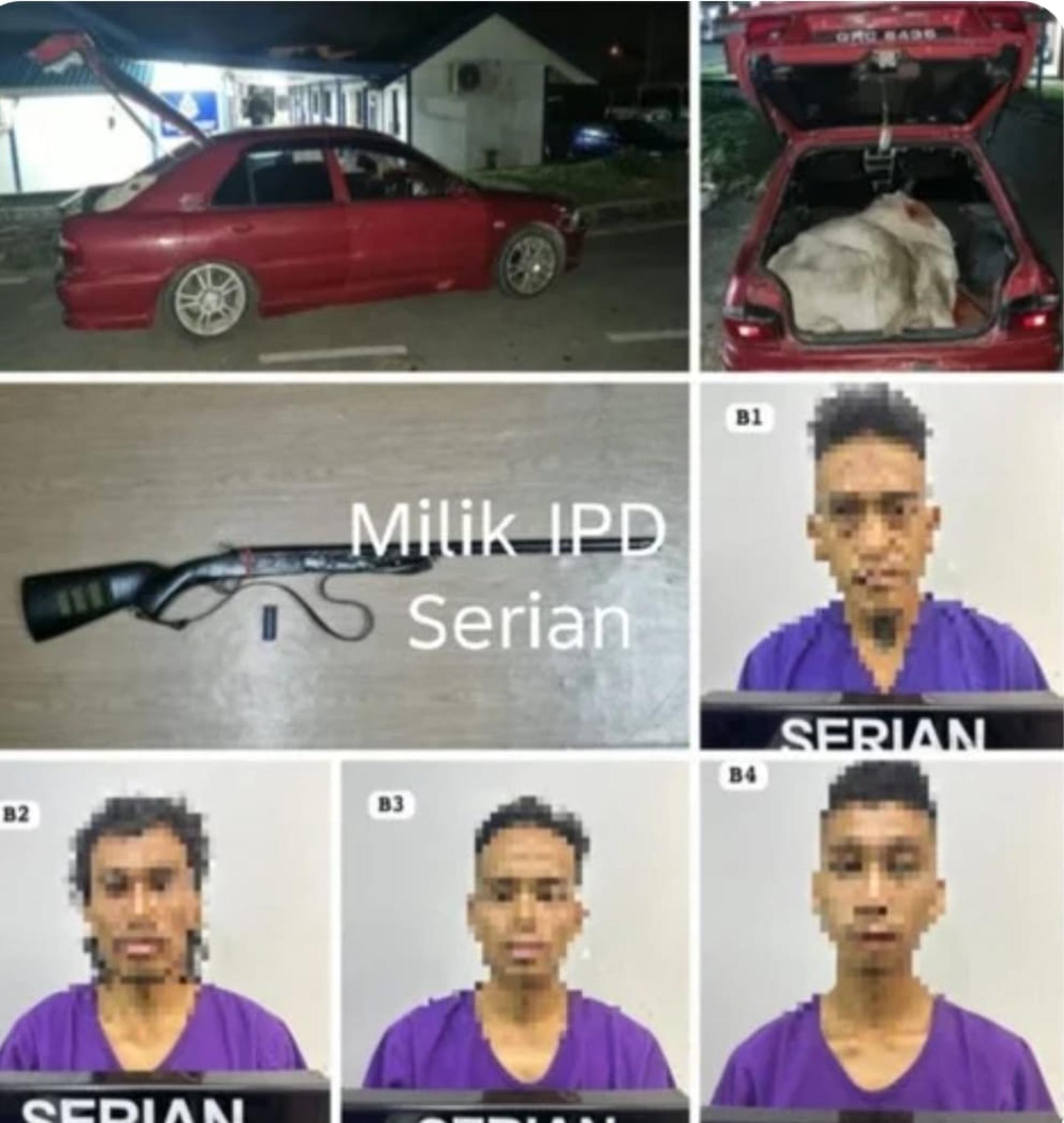 落网嫌犯和轿车等。