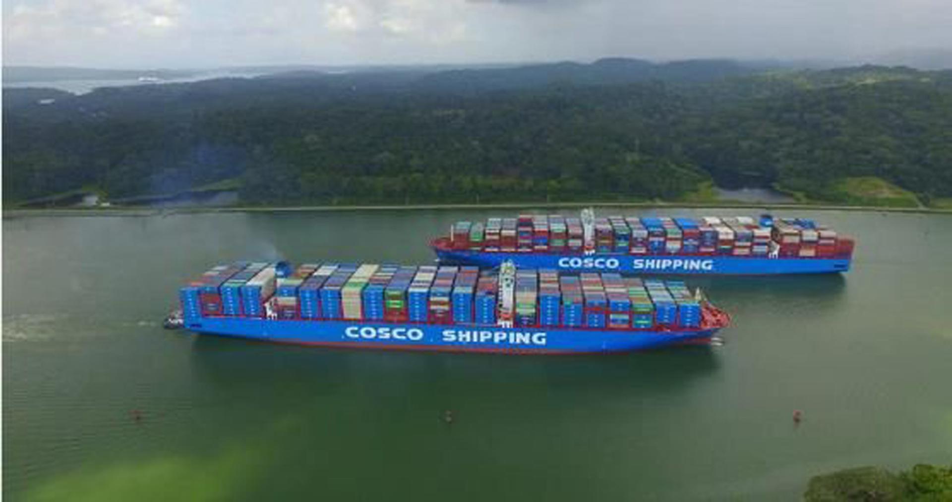 中远海运集团2艘集装箱船，30日通过霍尔木兹海峡驶离波斯湾。（示意图）