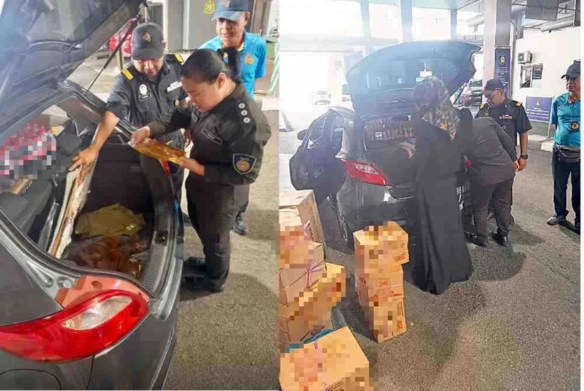 泰国女子将津贴食油藏在备胎槽内，以为可以瞒天过海，最终还是被识破。