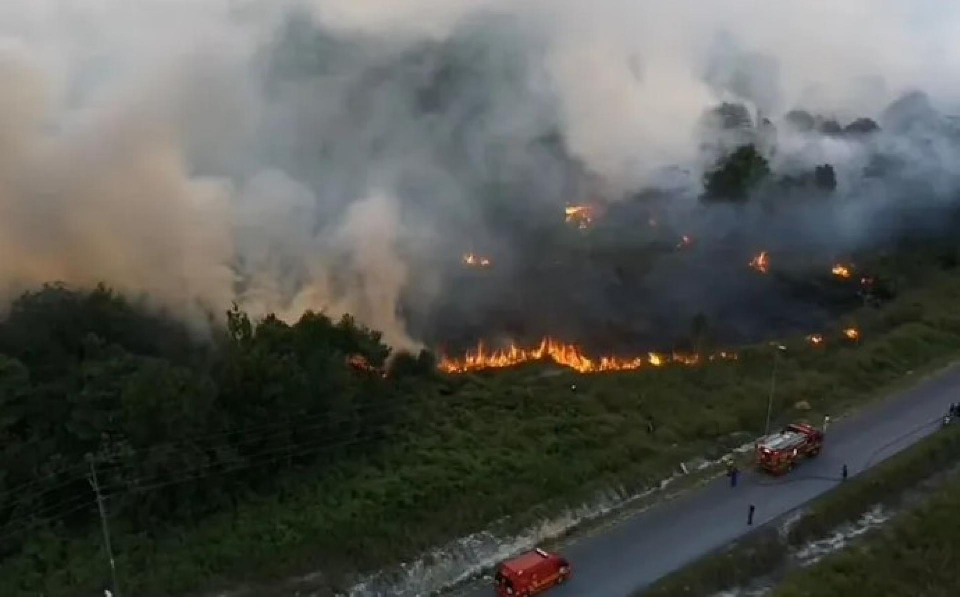 2026年3月26日，诗巫Kemuyang主路沿线的林地火灾。