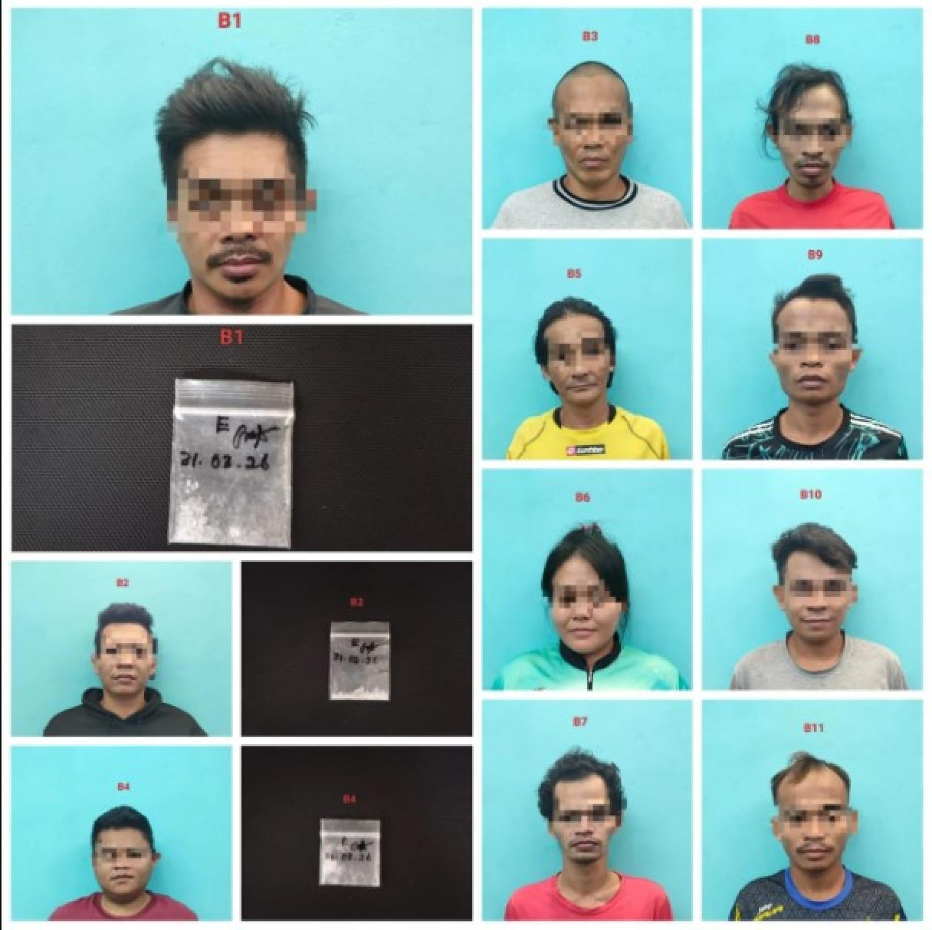 扫毒行动中被捕的嫌疑人。