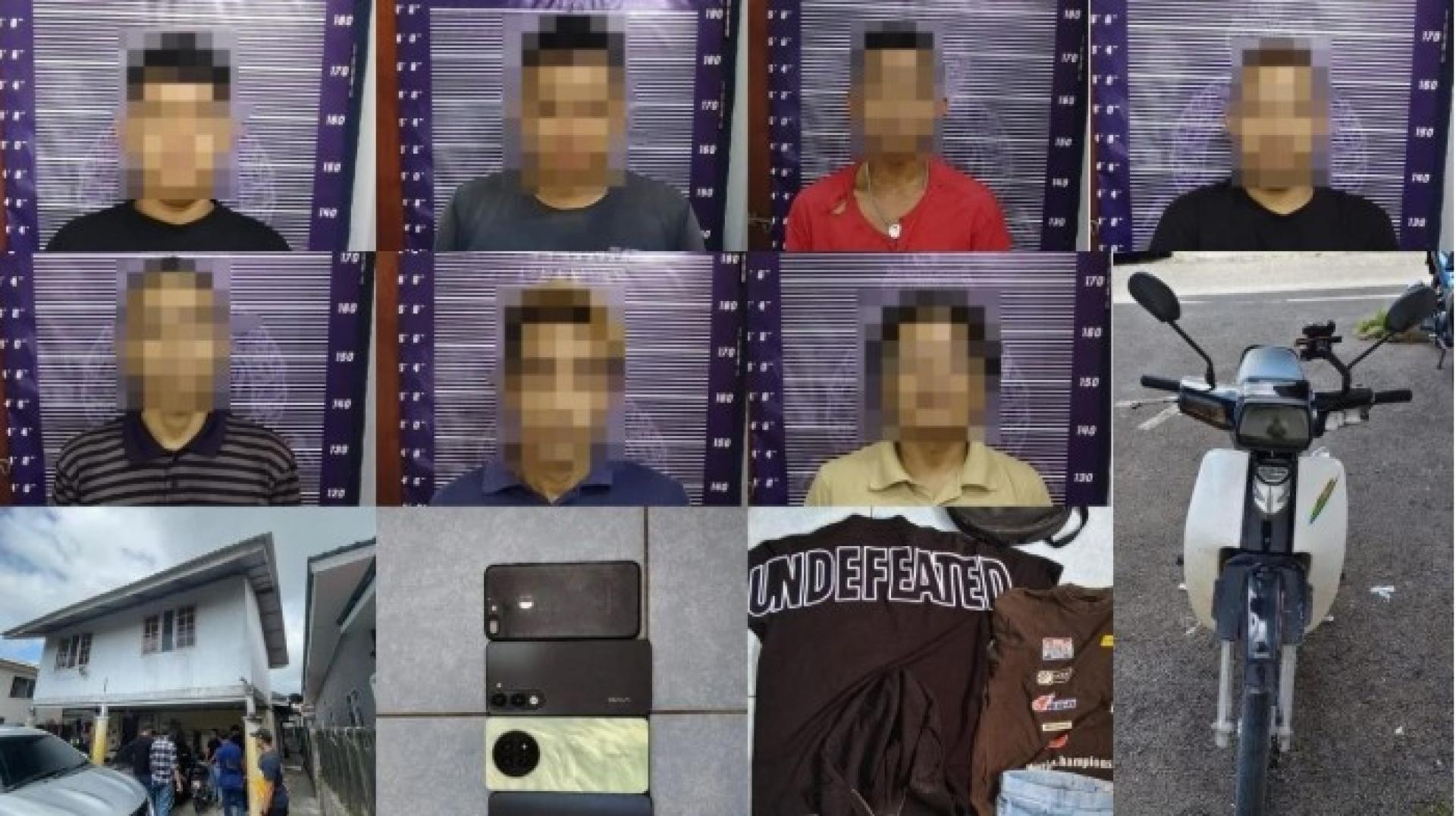 7名涉嫌活跃偷窃摩托车的嫌犯。