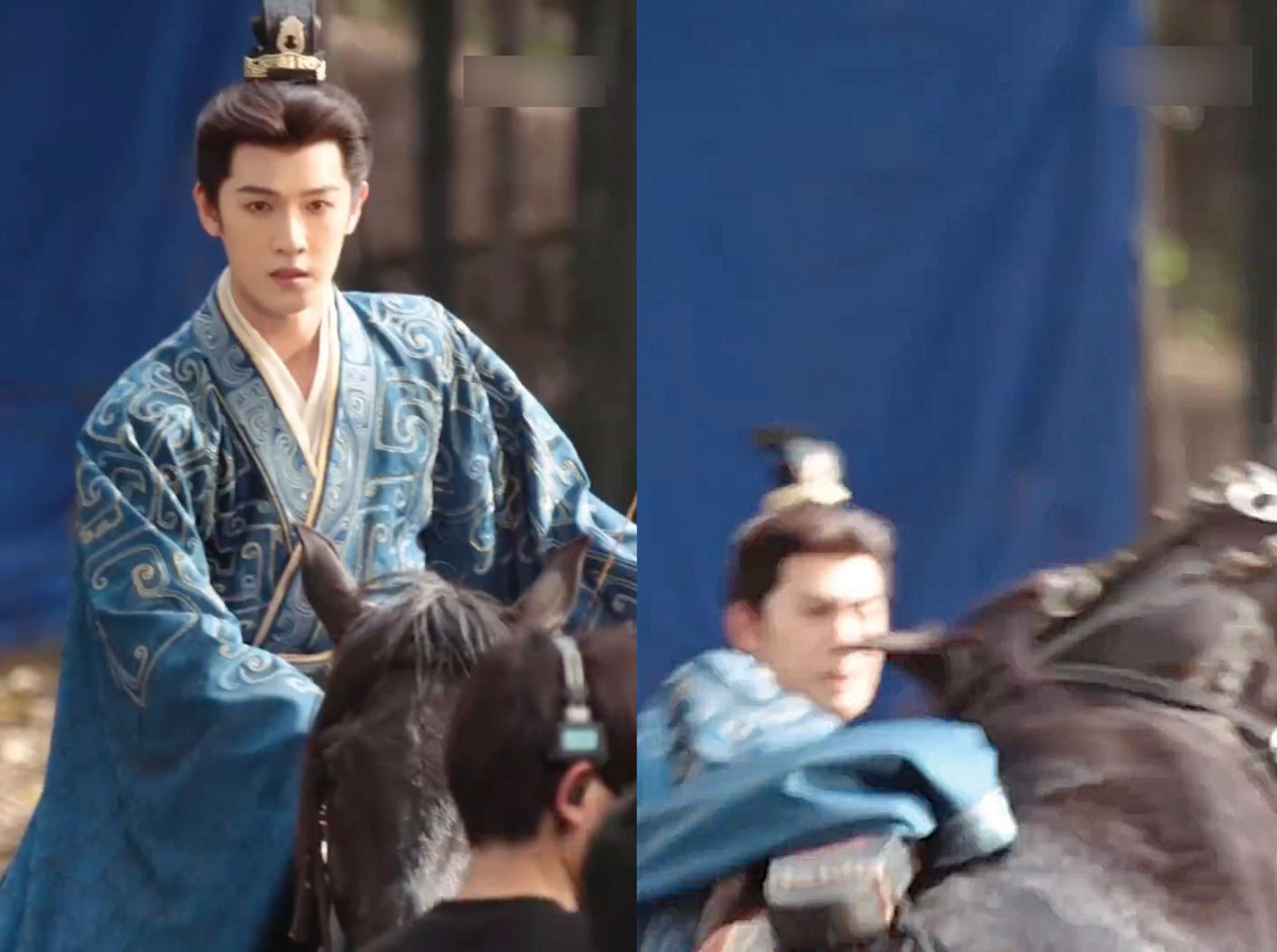 李昀锐拍戏遭马甩飞。