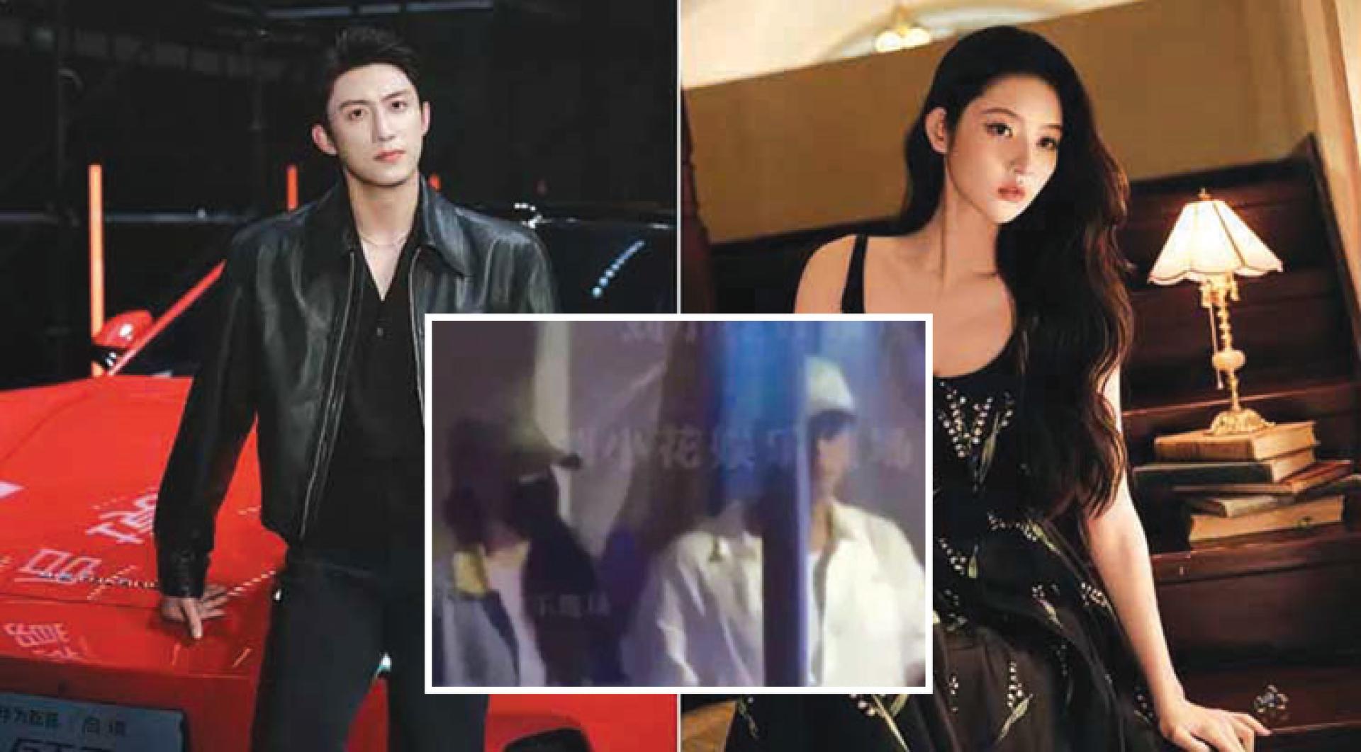 王玉雯（小图左）与黄景瑜一起离开酒吧，她上了他车。