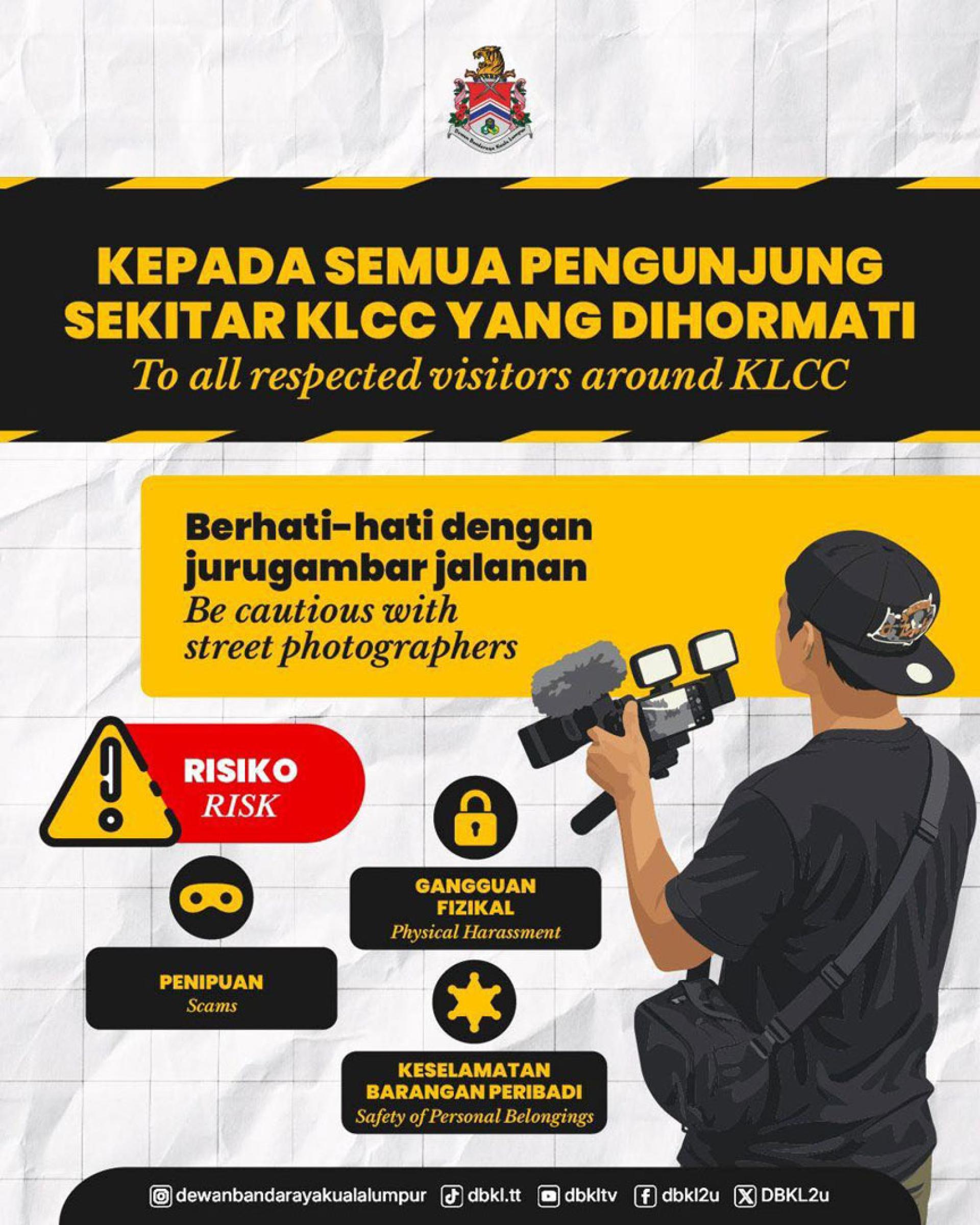 吉隆坡市政局促民众小心提防街头摄影师。