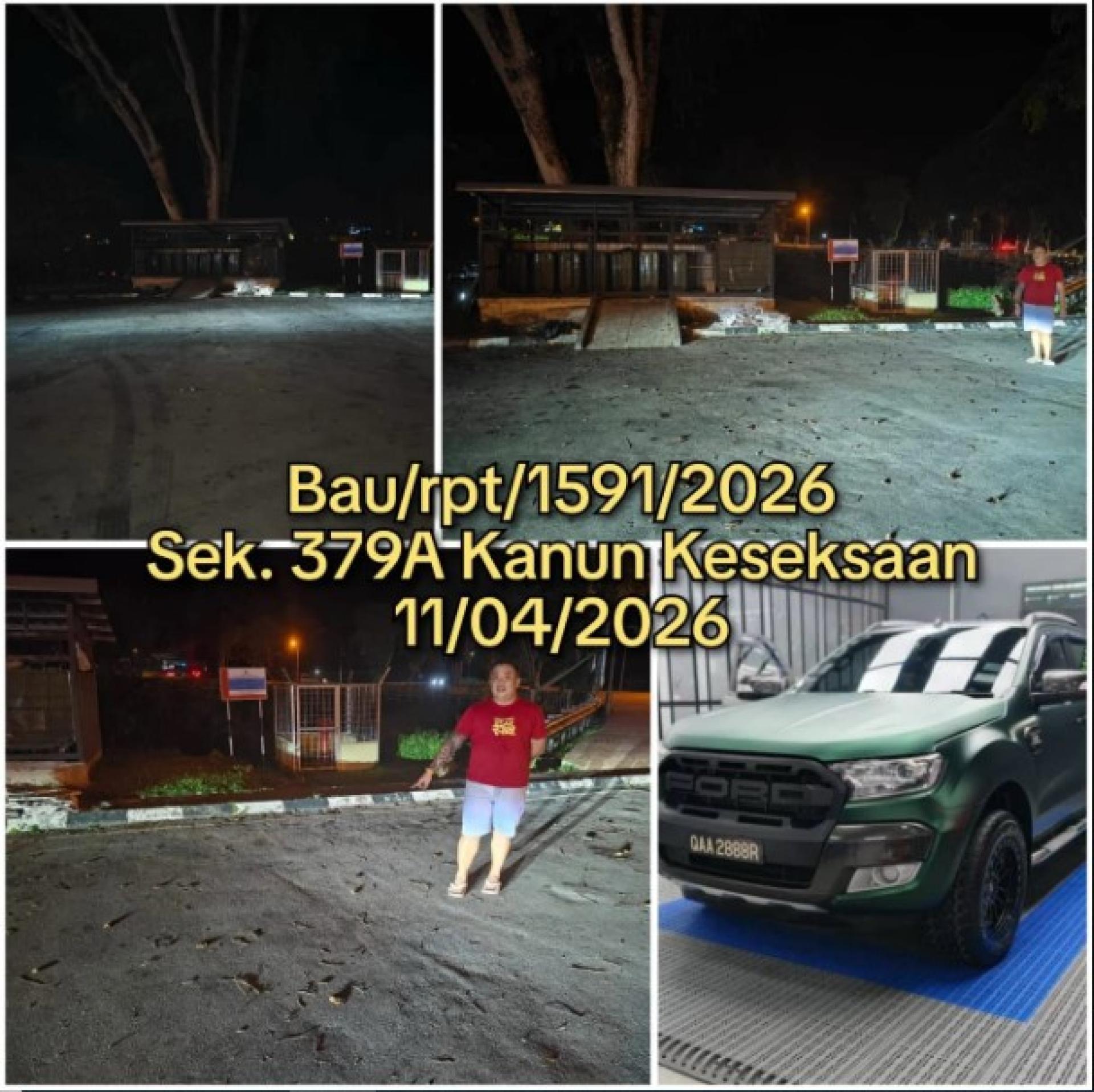 石隆门碧湖停车场照片拼图，该地点发生一辆四轮驱动车被报失窃事件。