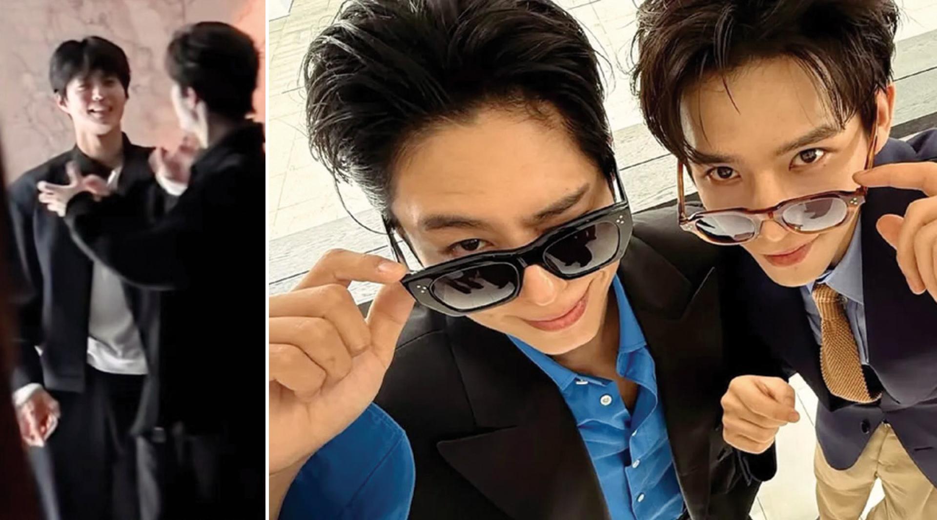 朴宝剑（左）和王安宇热聊。