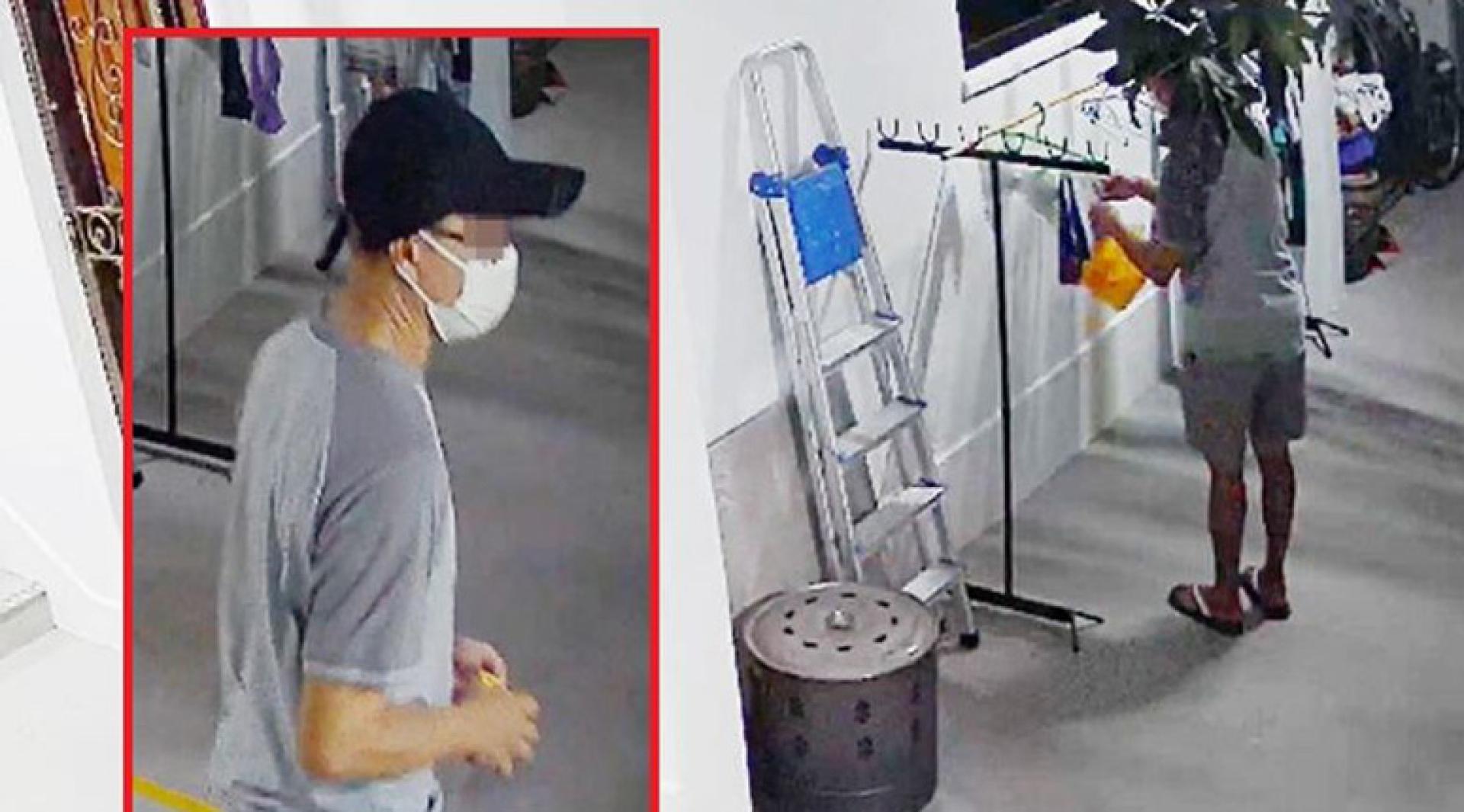 男子被指从走廊偷走居民的内衣裤，行径被电眼拍下。（受访者提供）