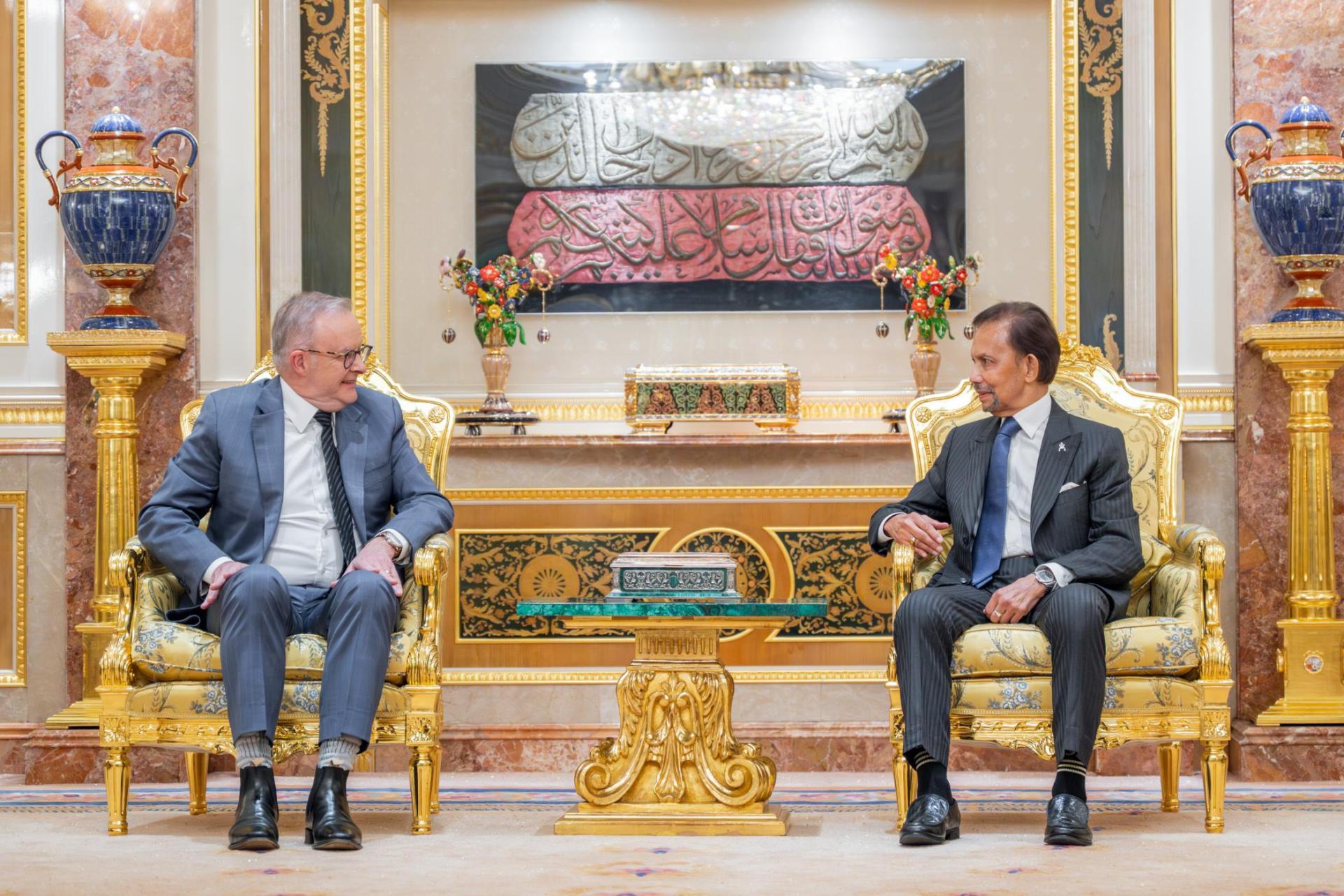 汶莱苏丹陛下与澳大利亚总理安东尼阿尔巴尼斯交谈