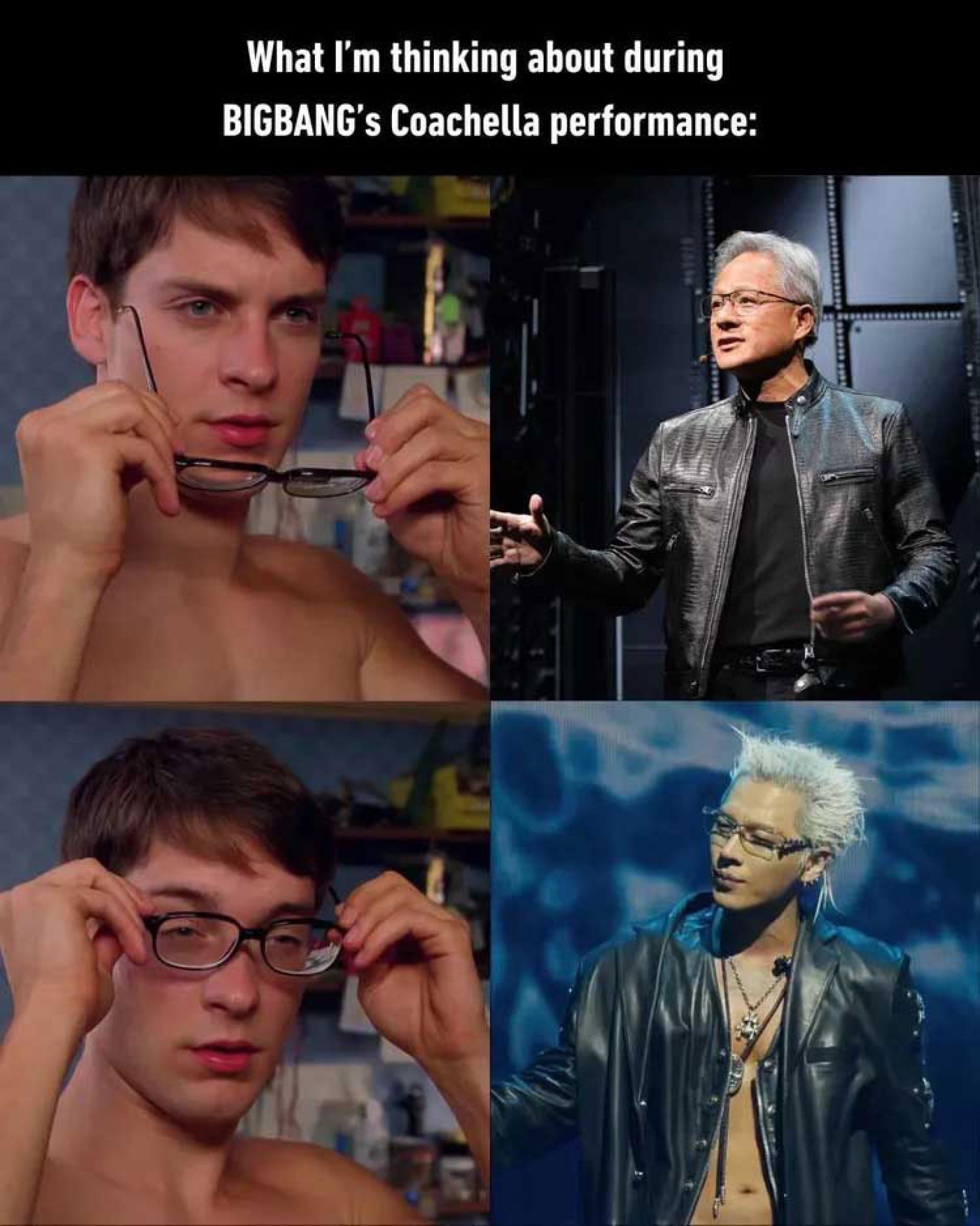 BIGBANG太阳被迷因始祖9gag认证造型很像黄仁勋。