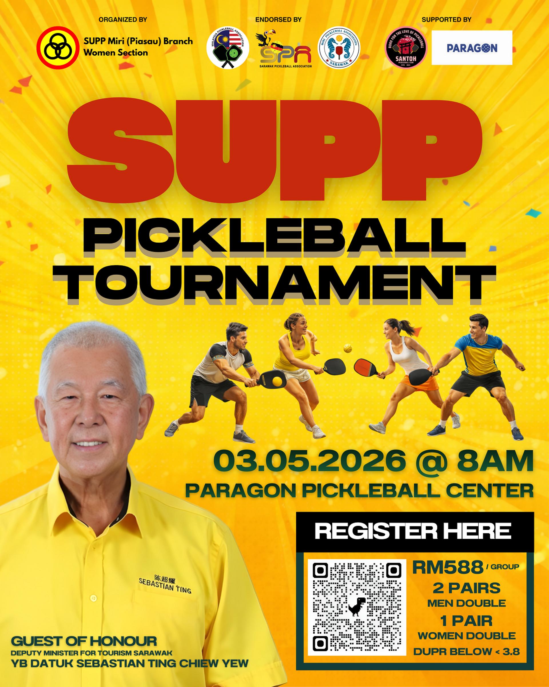 人联卑尔骚支部妇女组将于5月3日举办匹克球锦标赛，欢迎公众踊跃报名参赛。