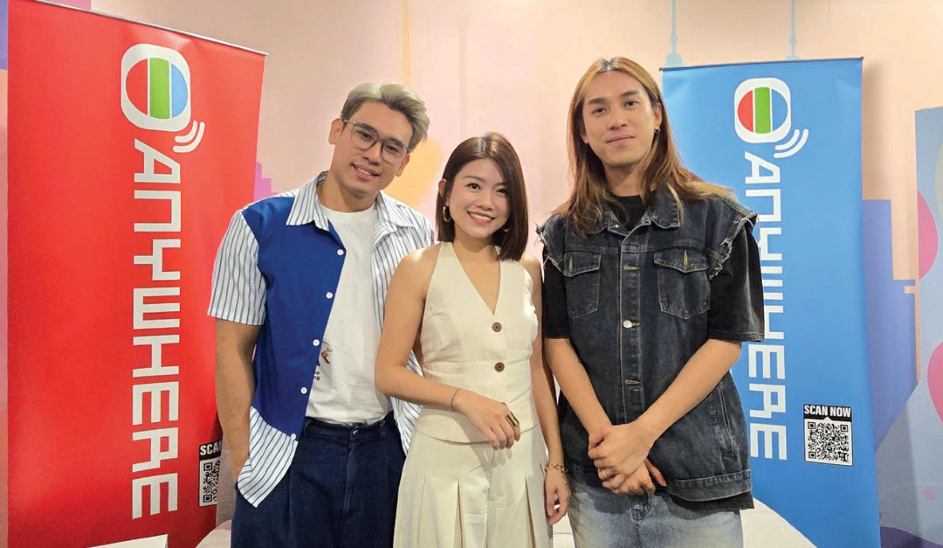 尹景顺（左起）、许云妮及郑仲豪受访时分享晋级心情与目标，一致看好尤淑情有望挺进三甲。