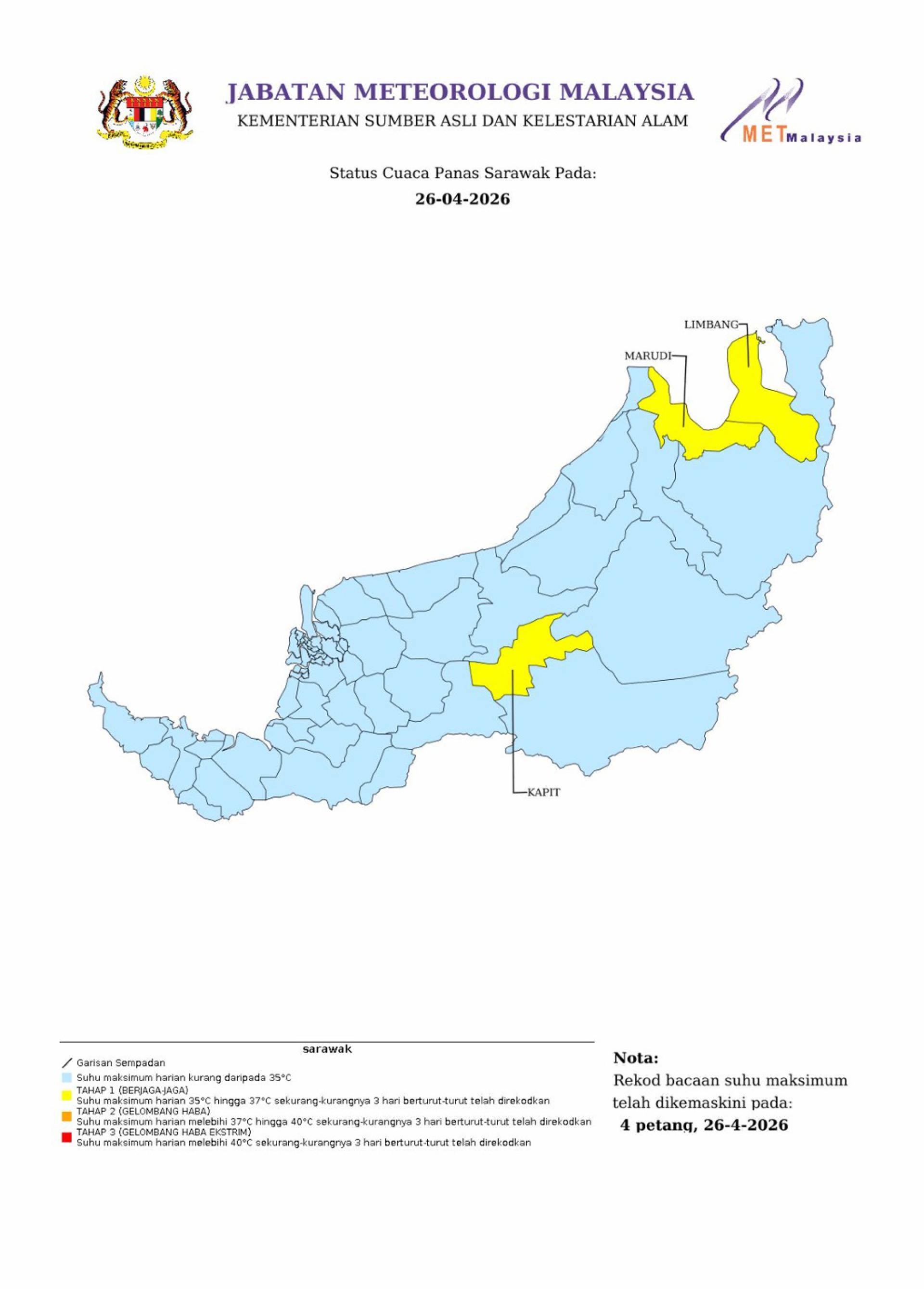 近期天气异常酷热，气象局对全马15个地区发出一级高温警戒，热浪连日侵袭的地区多在北马，包括玻璃市、吉打和霹雳！