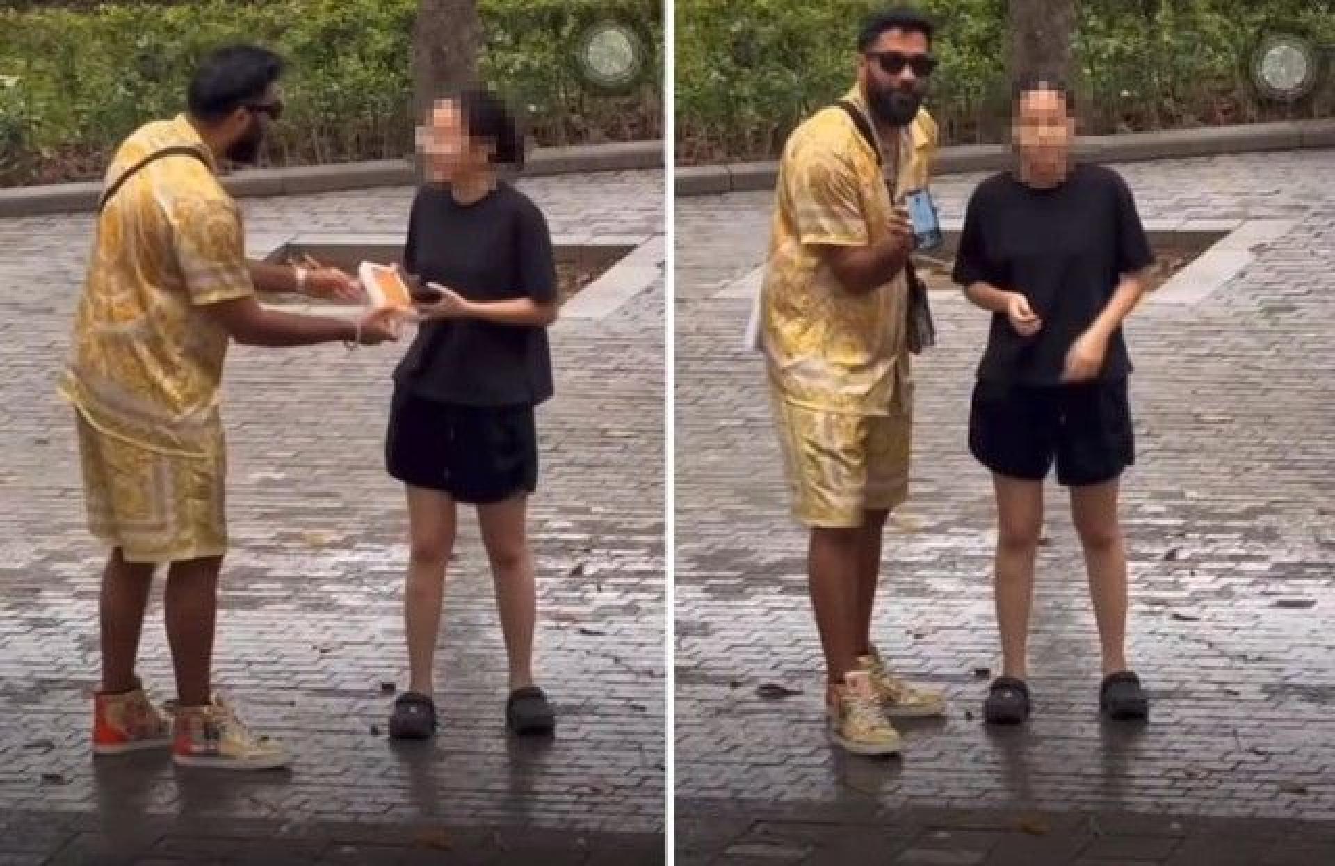 网红被揭拍摄视频后，收回送出的手机。