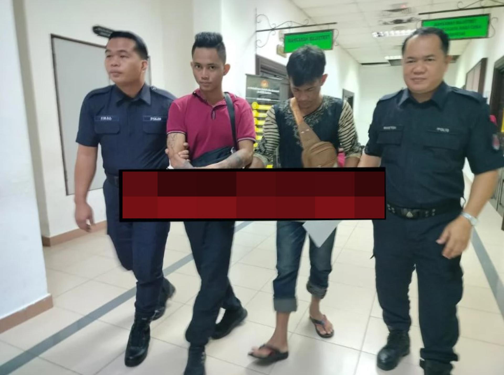 Dunstan（左2）完成审讯后，由警方押离法庭。