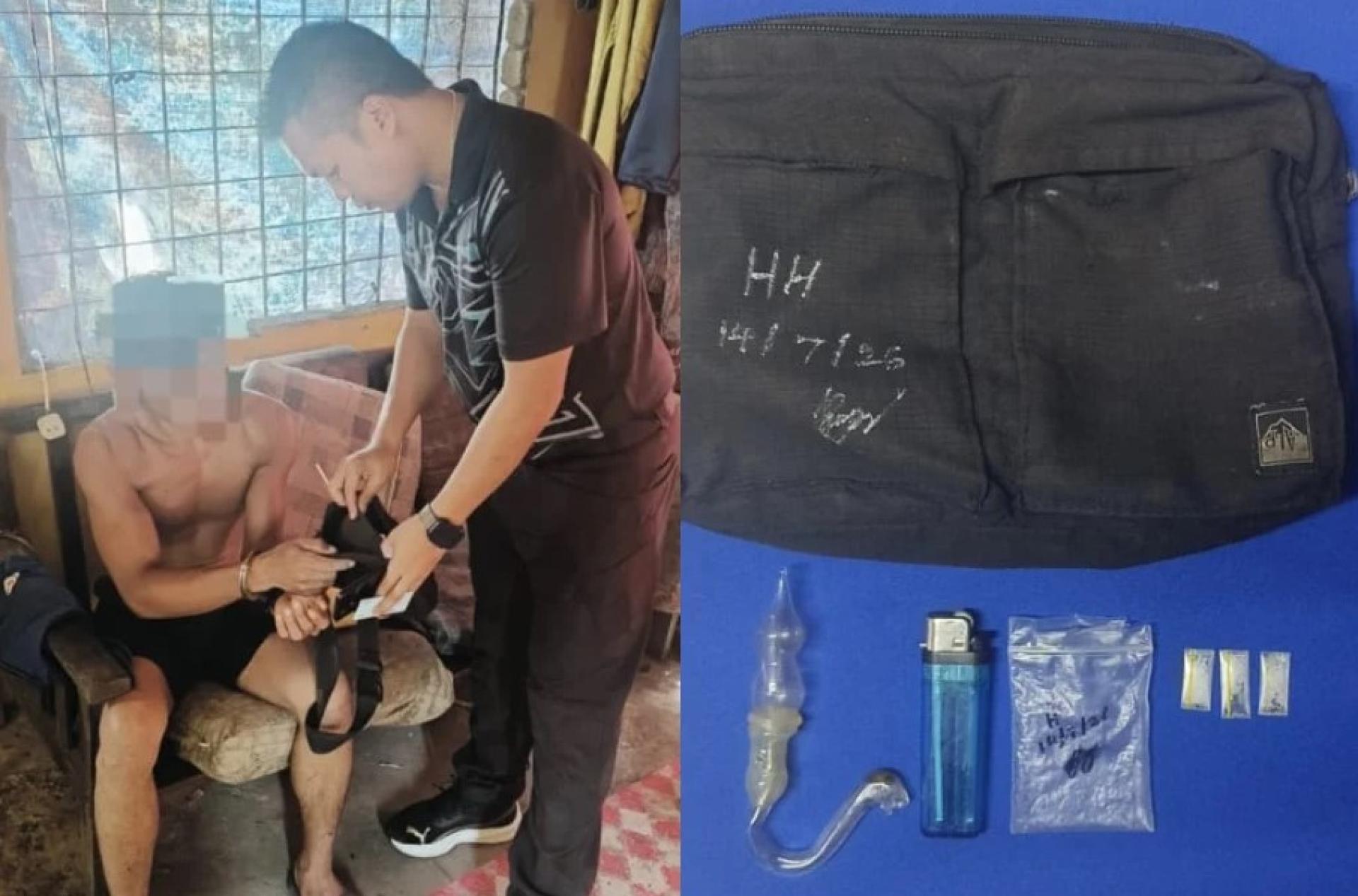 一名涉嫌贩毒的本地男子，因警方在其斜背包内起获疑似冰毒被捕。