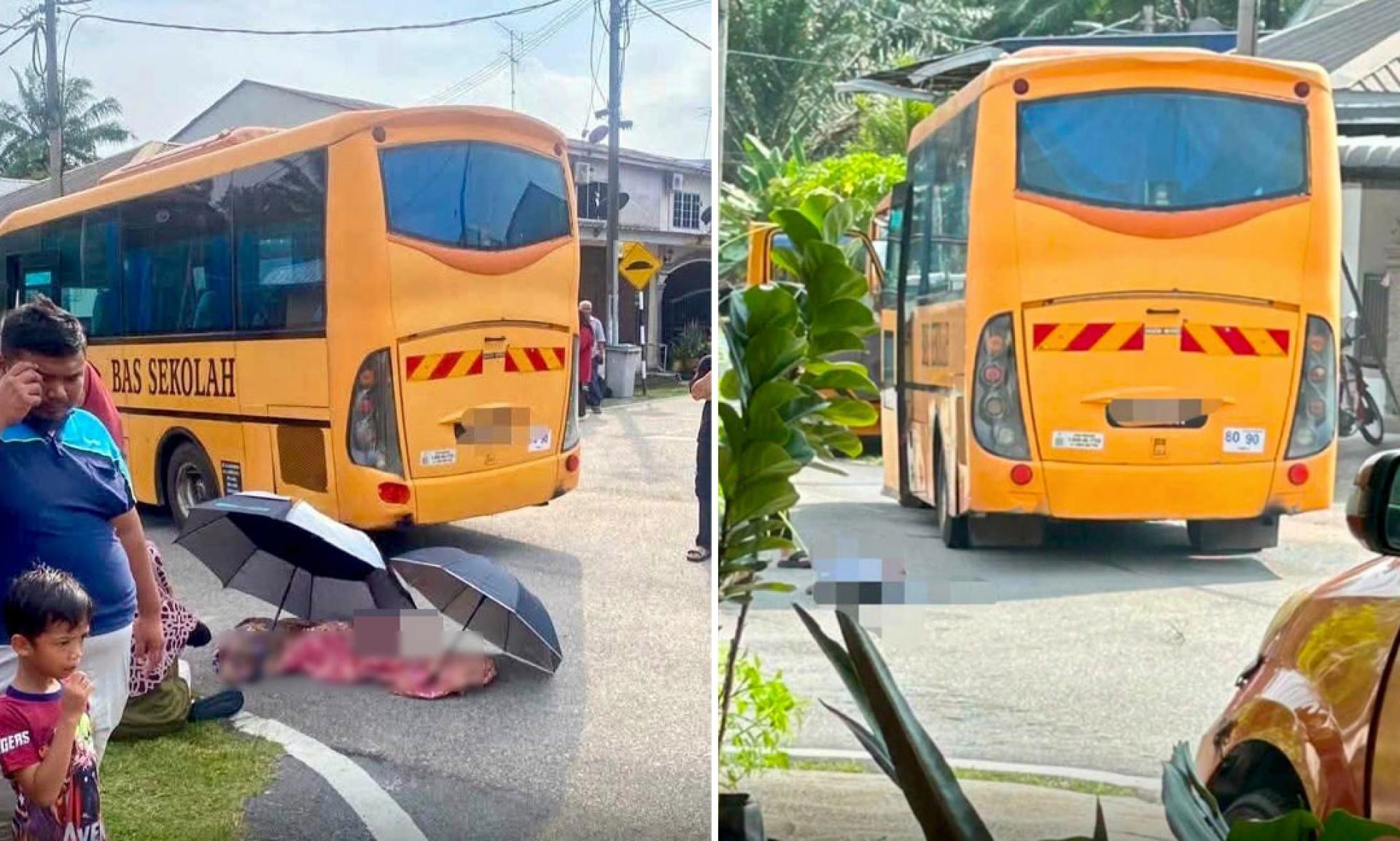 校巴事发前转到另一道路时，不慎发生意外。（网传图片）