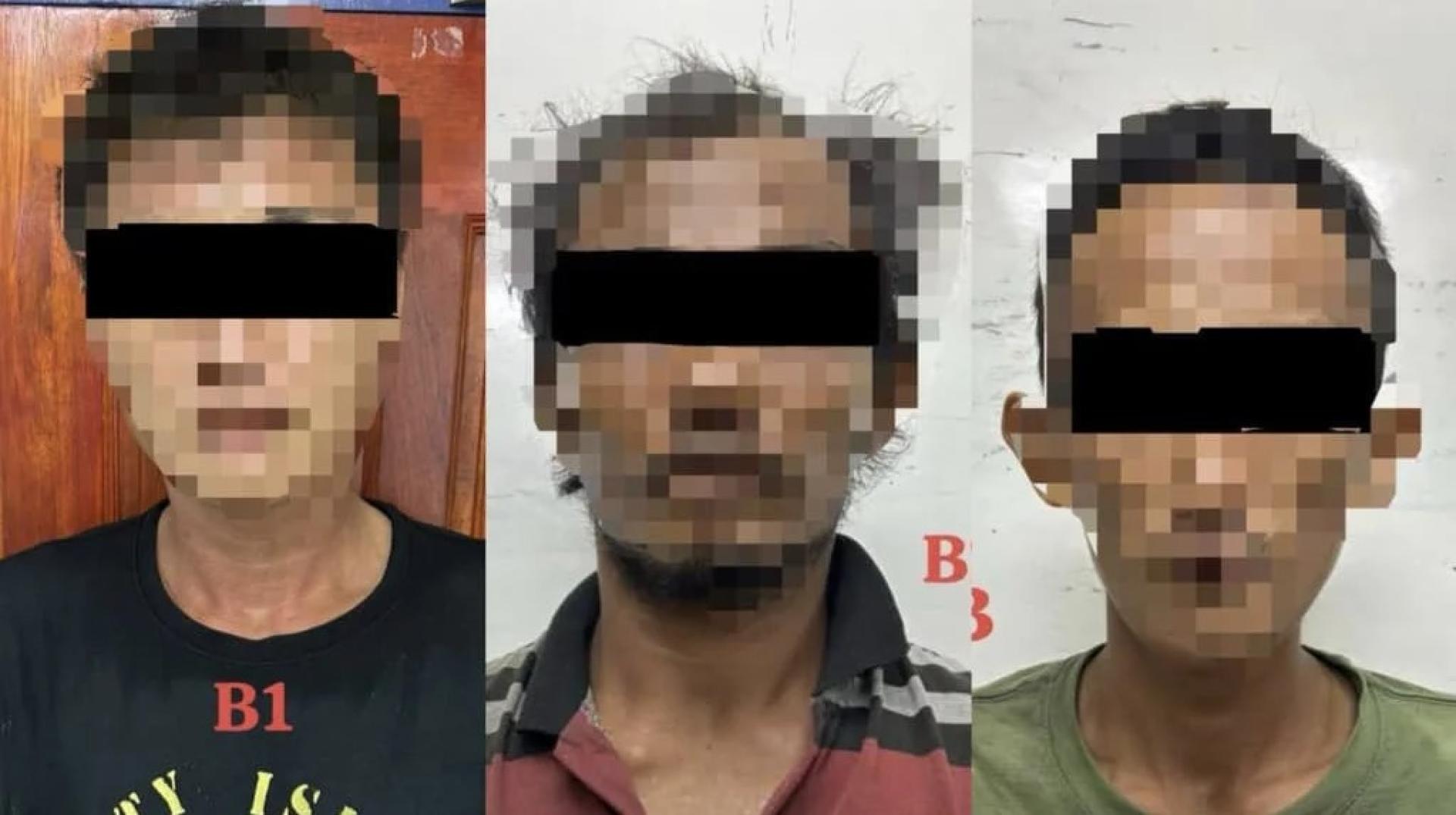 3名嫌犯因毒品检测呈阳性反应后，被警方扣押调查。