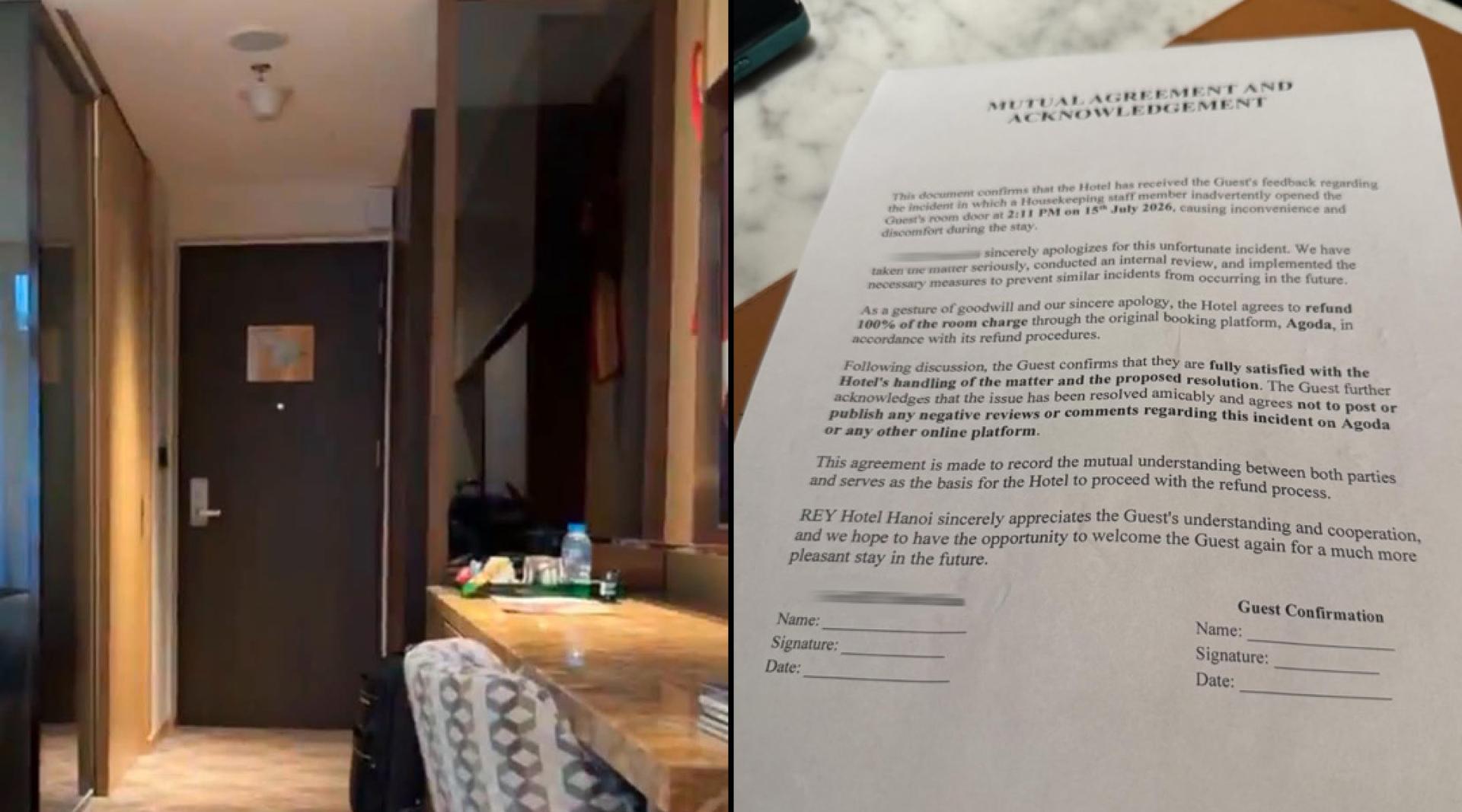 事发后涉事酒店企图逼迫事主签署和解书，要求事主不得对酒店给予差评和将事件发布至社交平台。（网络图）