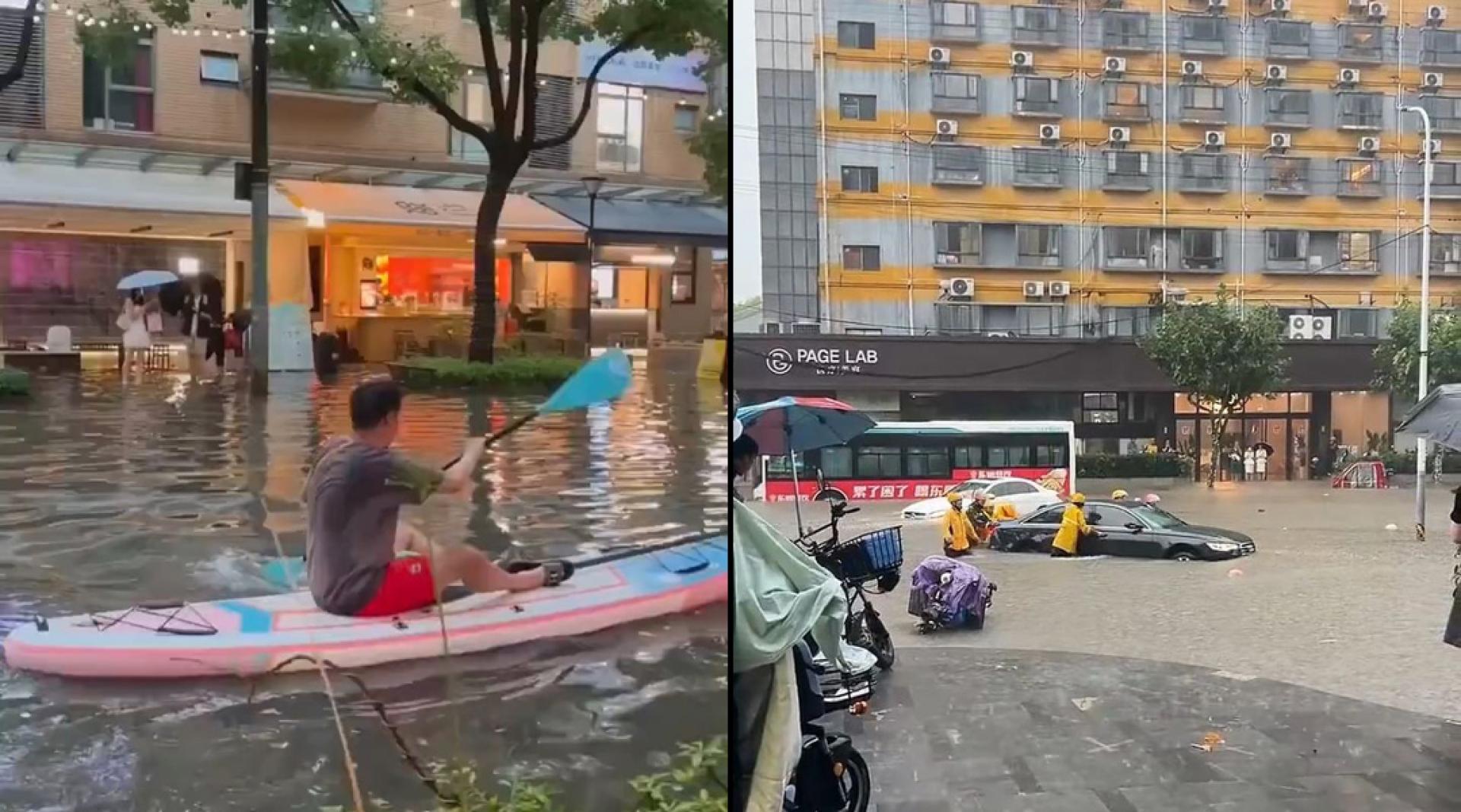 网民发图分享大暴雨的情景。
